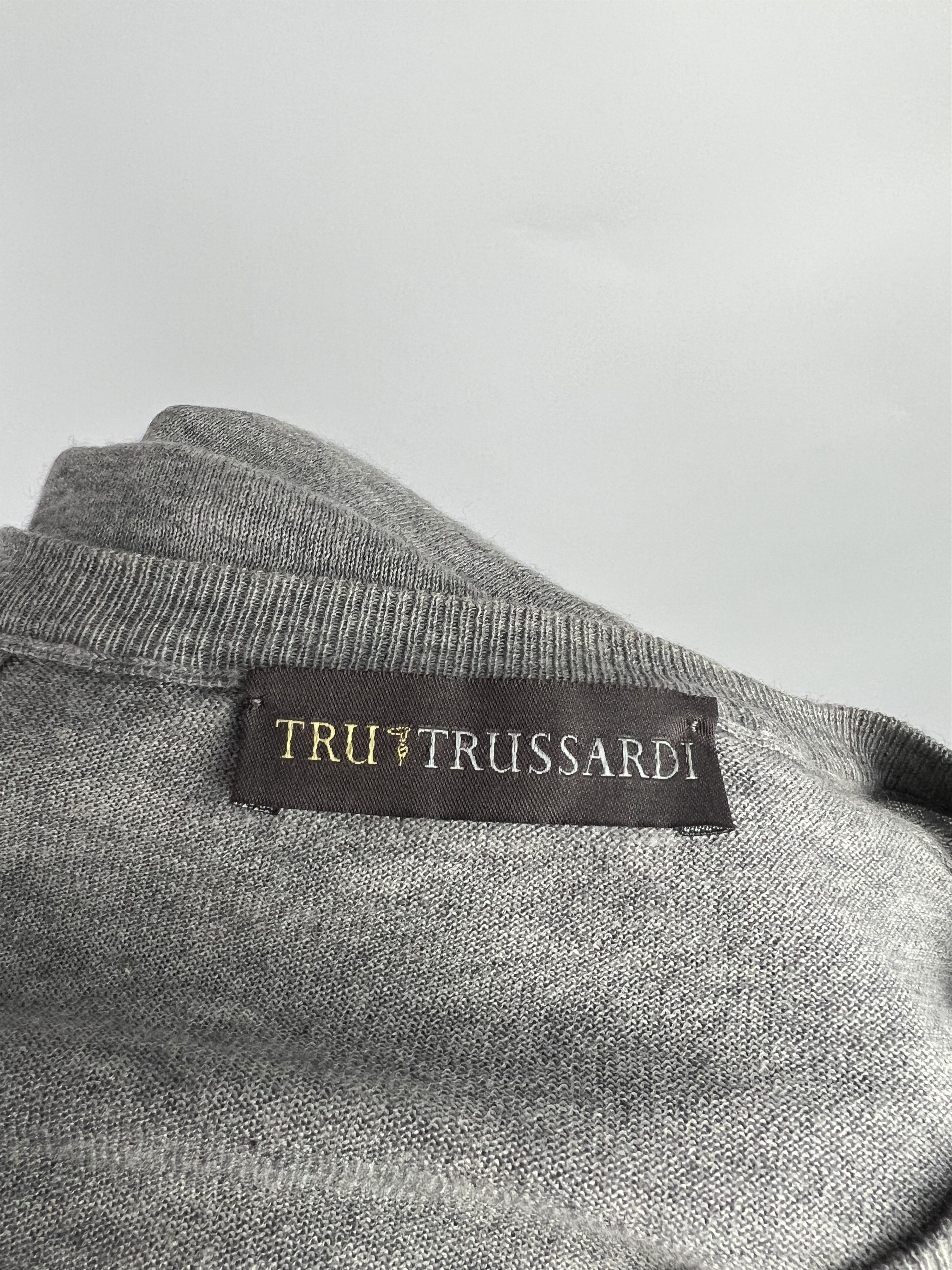 Trussardi Trussardi Women's Gray Cotton Cashmere V-Neck Sweater L Size L / US 10 / IT 46 - 8 Thumbnail