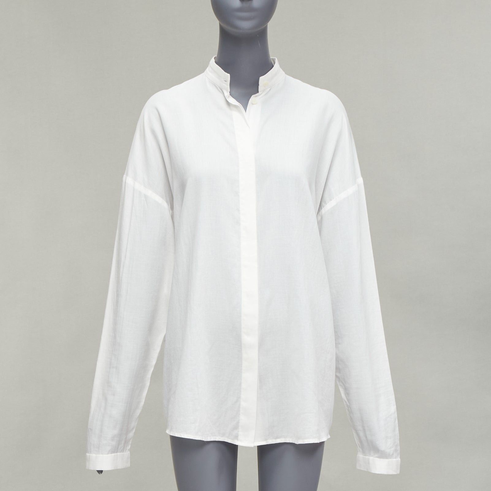 Image of Haider Ackermann White 100% Cotton Bishop Collar Oversized Flowy Shirt Fr34 Xs, Women's