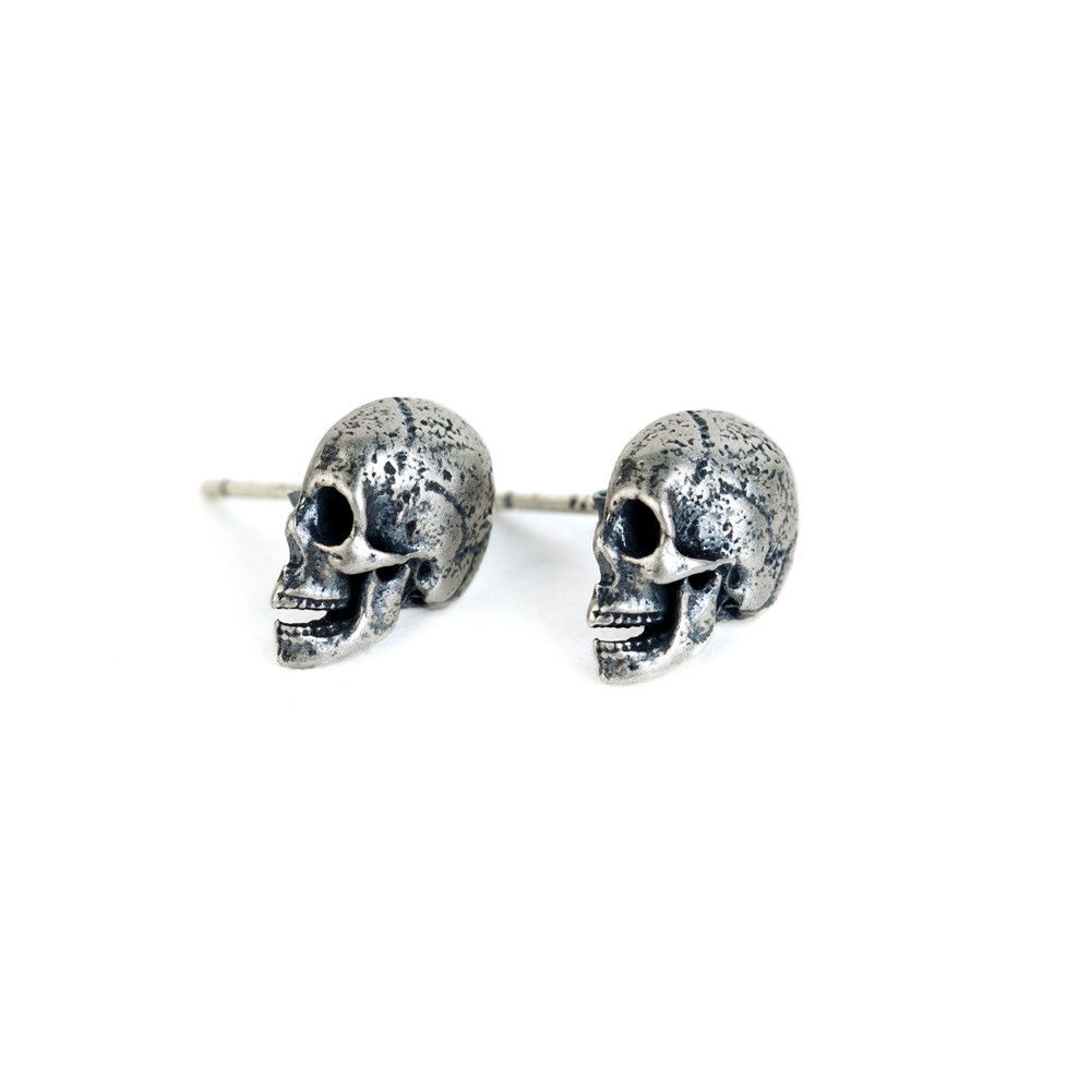 Jewelry 925 Skull Punk Earrings One Pairs Chrome Jewelry Size ONE SIZE - 5 Thumbnail