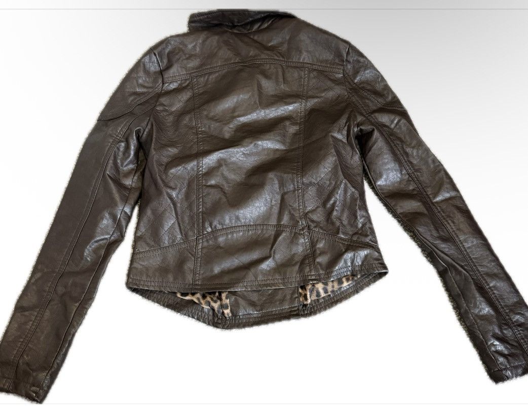Other Vintage Dollhouse brown leather jacket. Leopard print lining Size S / US 4 / IT 40 - 2 Thumbnail