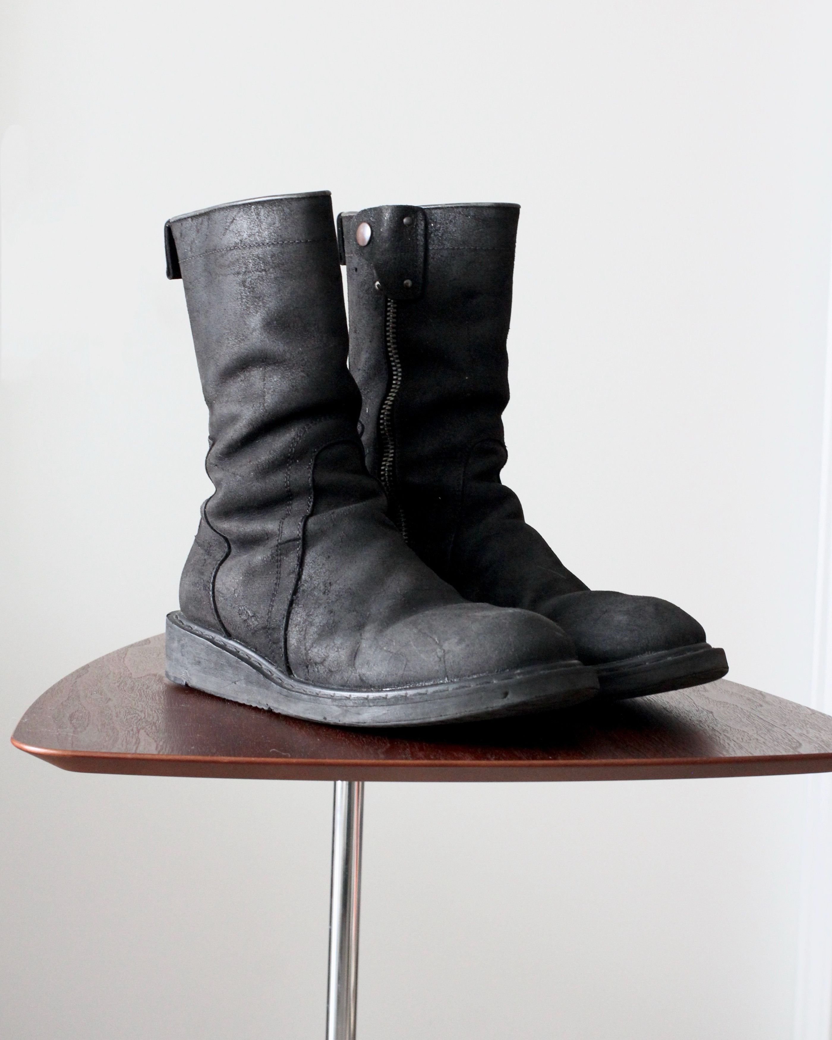 archive rick owens ヒールブーツ　leather black Rick Owens リックオウエンス LEATHER KISS BOOTS レザー