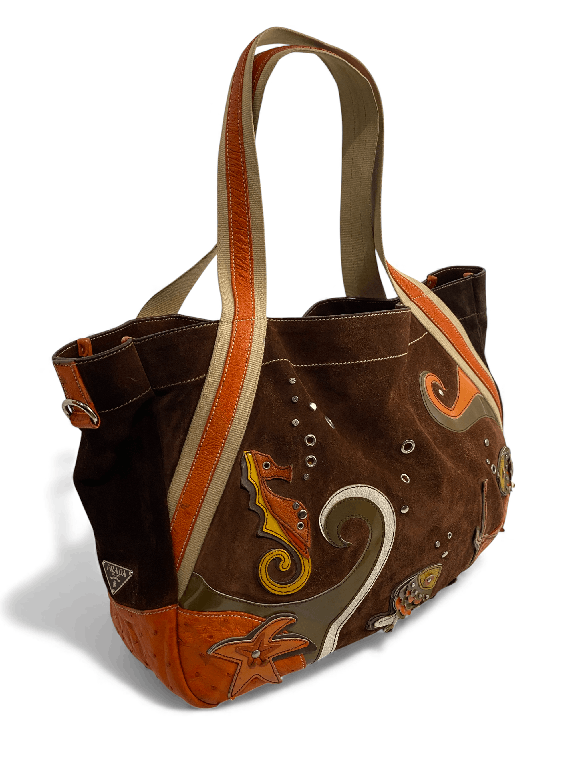 Prada Prada Canapa Triangle Logo Sea Shoulder Tote Bag Vintage Y2K Size ONE SIZE - 4 Thumbnail