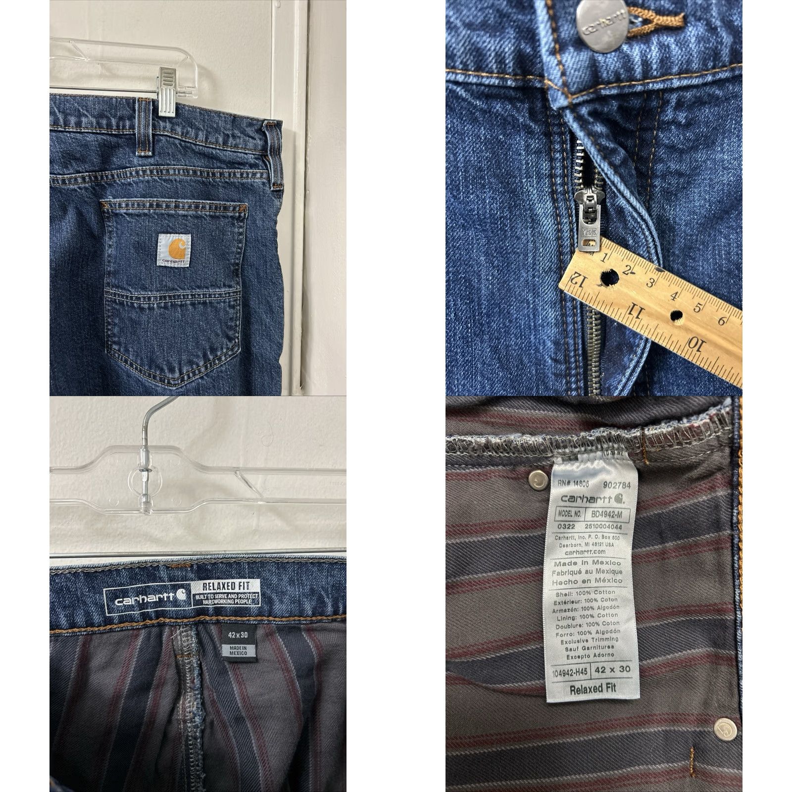 Carhartt Carhartt Jeans Mens 42x30 Blue Relaxed Fit 5-Pocket Denim Work Pants YKK Straight Inseam 30 Size US 42 / EU 58 - 8 Thumbnail