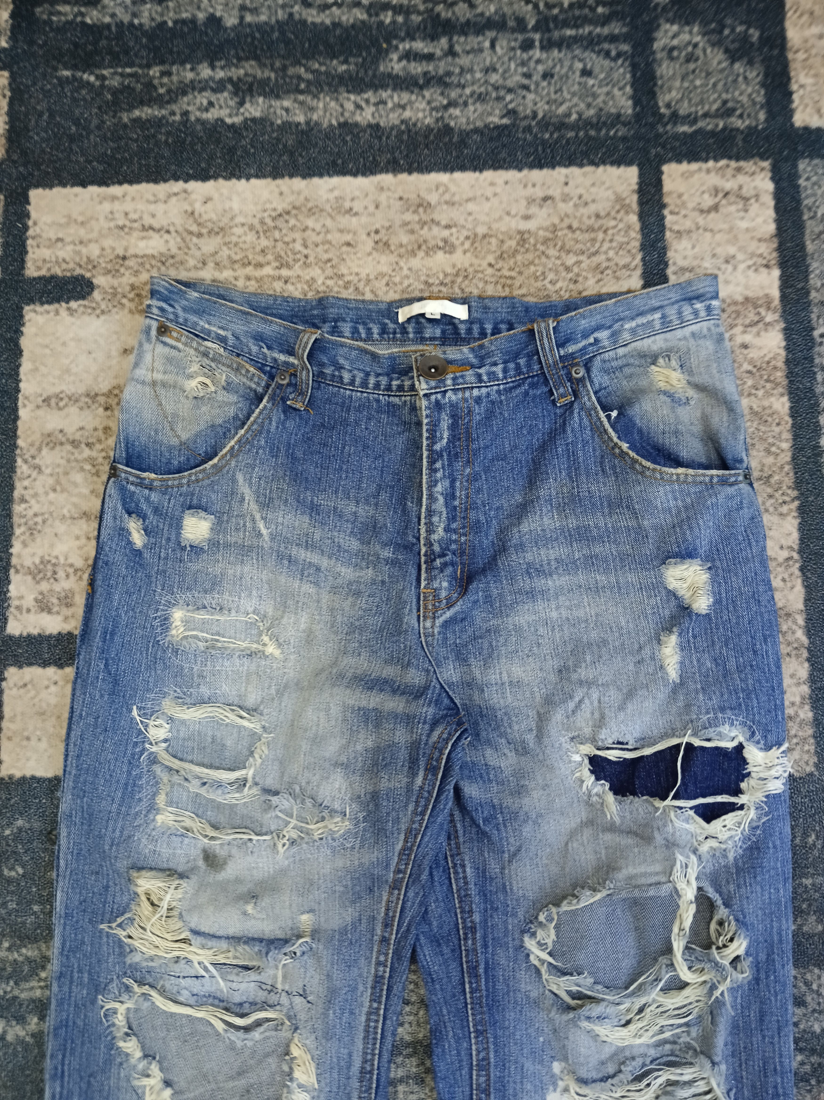 Japanese Brand SICK RIPED EXHIBITIONIST DENIM PANTS Size US 32 / EU 48 - 5 Thumbnail