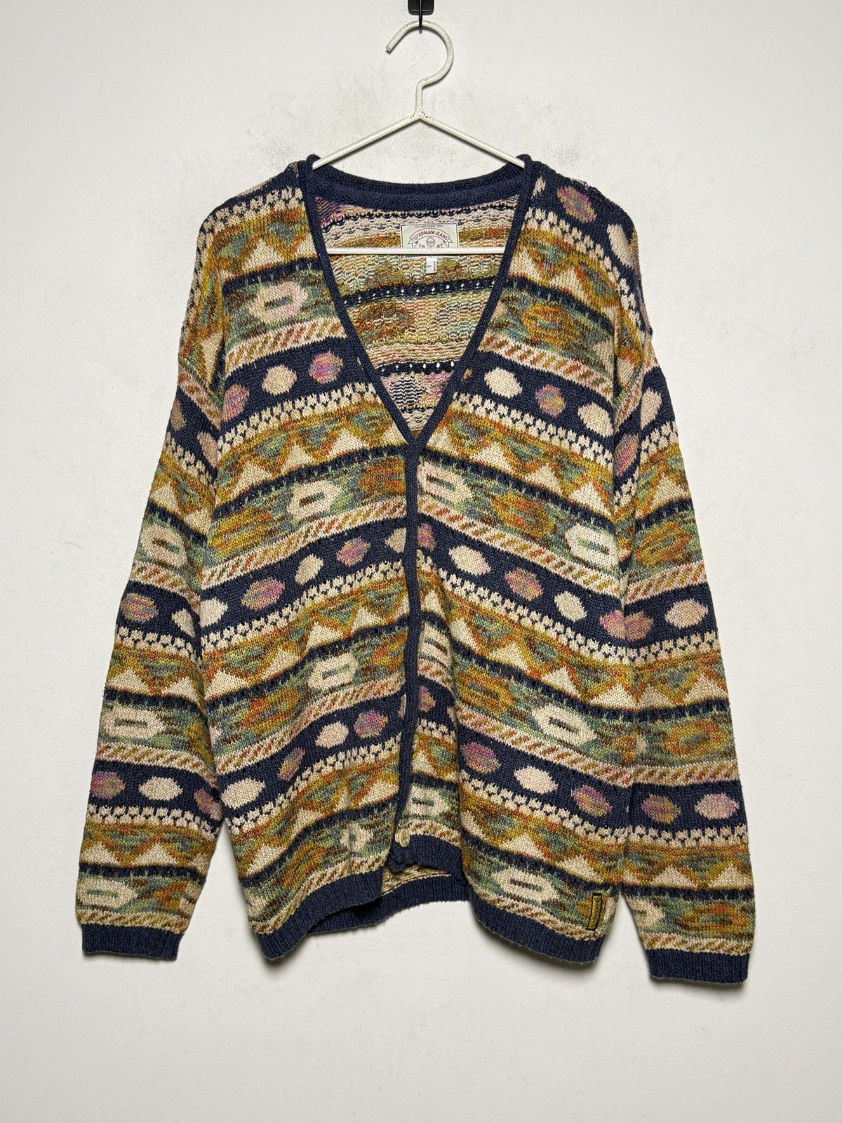 Giorgio Armani Armani silk blend patterned cardigan knit Size US L / EU 52-54 / 3 - 1 Thumbnail