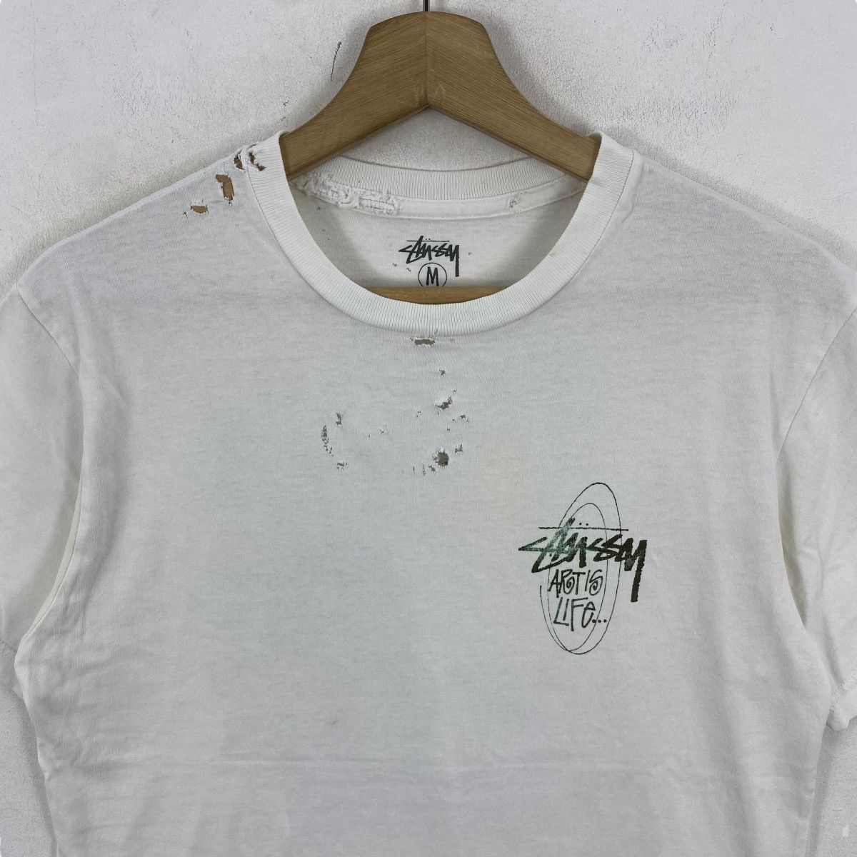 Stussy Vintage 00's STUSSY Art Is Life Graphic Distressed Tee Size US M / EU 48-50 / 2 - 4 Thumbnail
