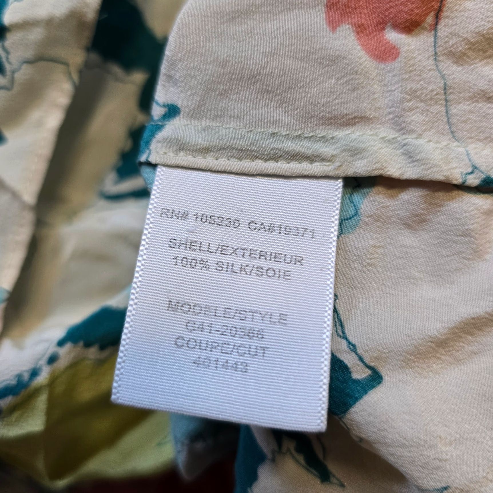 Joie Joie Top Shirt Womens Medium Green Pink Silk Floral Short Sleeve Career Size M / US 6-8 / IT 42-44 - 7 Thumbnail