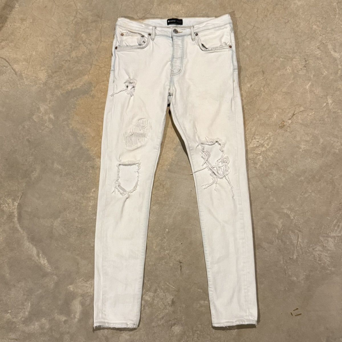 Purple Brand Purple Brand P001 Superlight Indigo Blowout Slim Fit Jeans Size US 33 - 1 Thumbnail