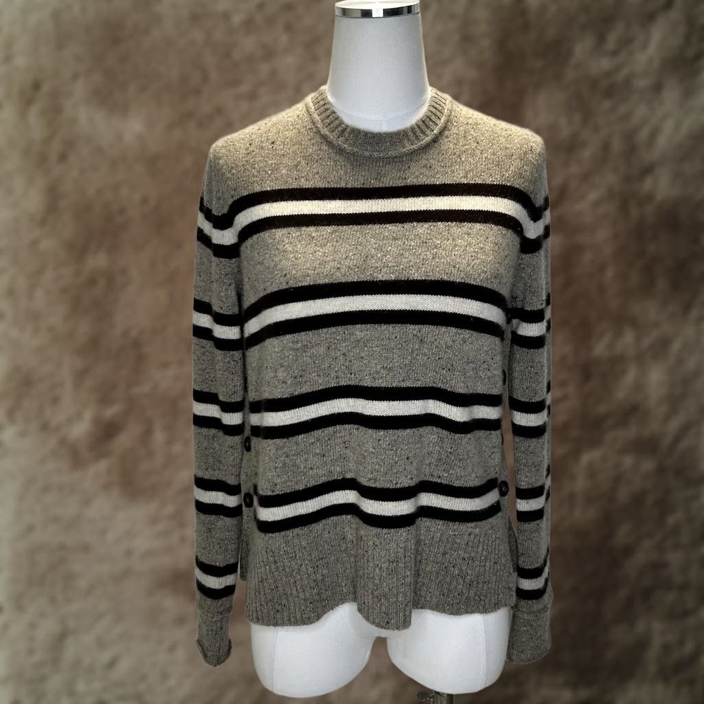 Autumn Cashmere VINTAGE Women's Autumn Cashmere Brown Striped Side Button Sweater Size Small Size S / US 4 / IT 40 - 1 Thumbnail
