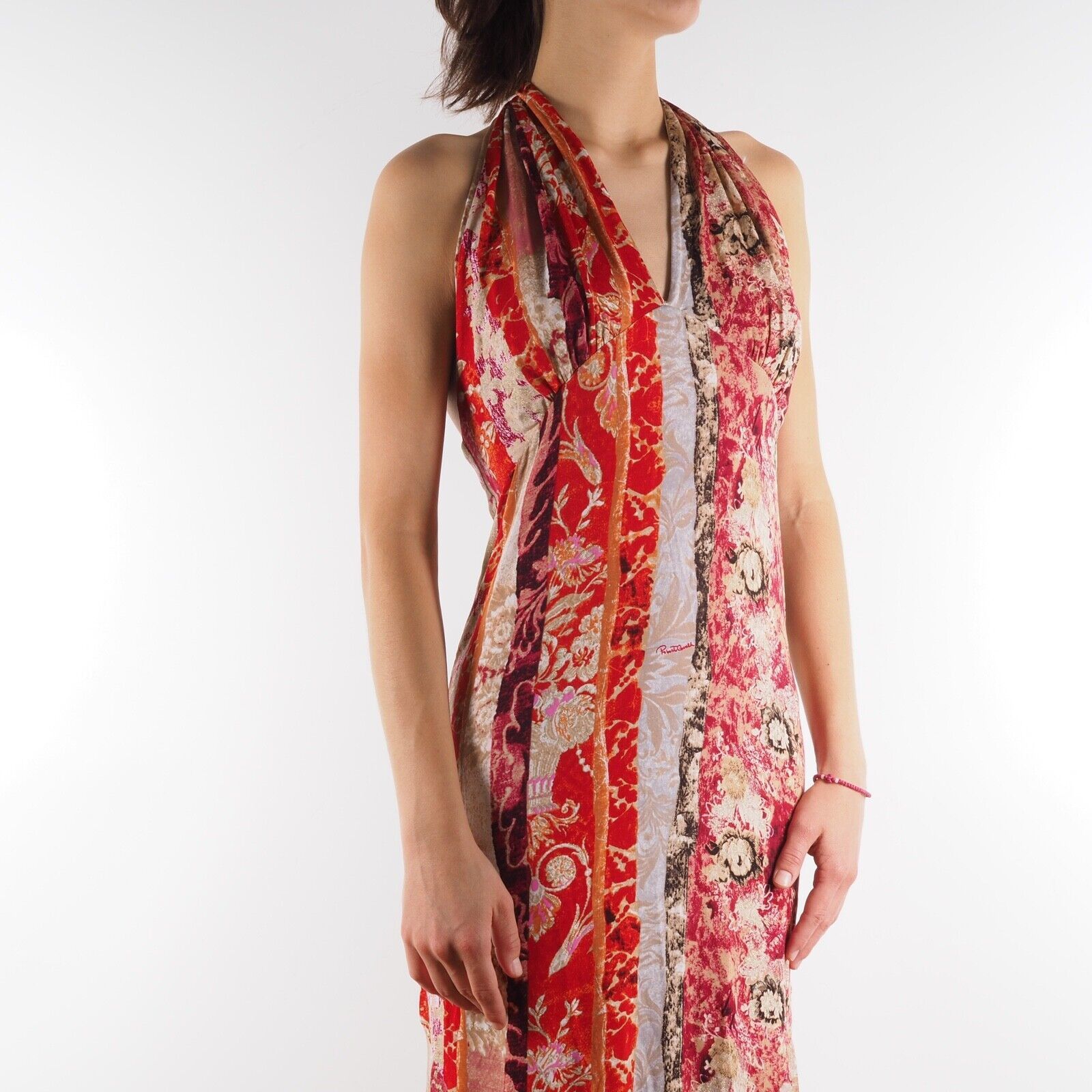Roberto Cavalli Roberto Cavalli Vintage Floral Print Halter Midi Dress Size L / US 10 / IT 46 - 1 Thumbnail