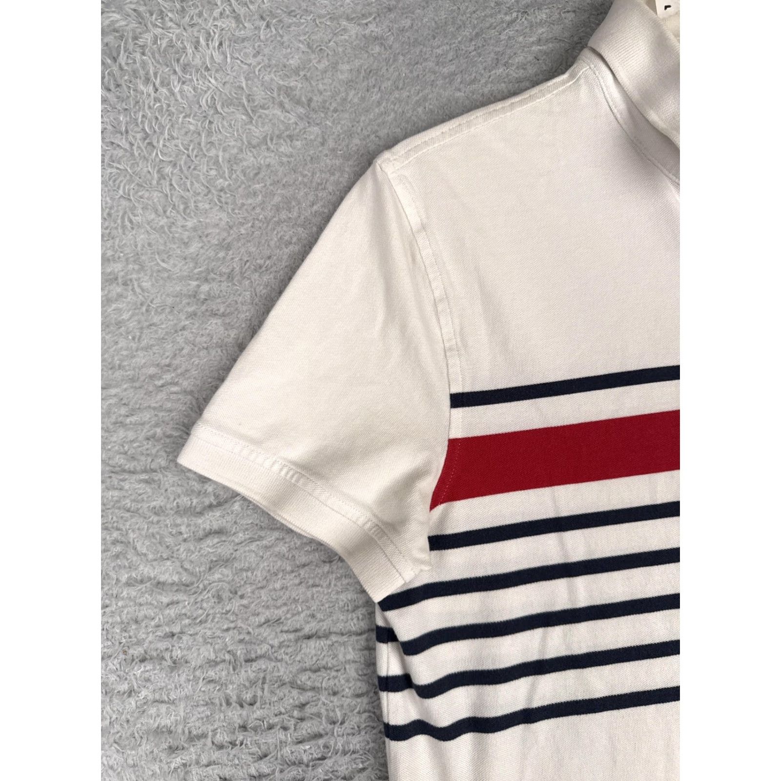 Tommy Hilfiger Tommy Hilfiger Polo Shirt Mens Medium White Striped Logo Cotton Knit Nautical Size US M / EU 48-50 / 2 - 3 Thumbnail
