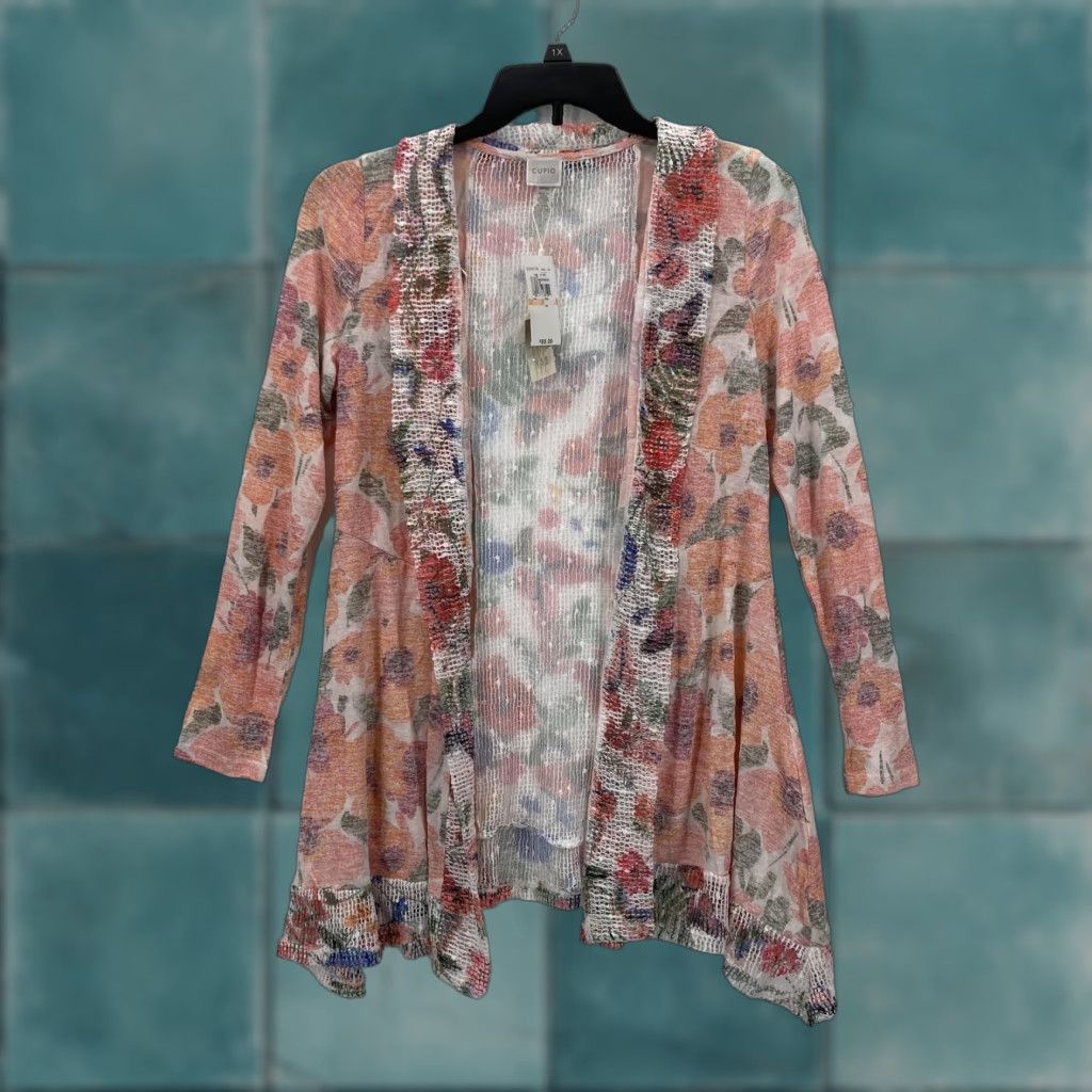 Vintage Cupio Cardigan Womens Small Floral Open Front Sheer Knit Lightweight Boho Hippie Size S / US 4 / IT 40 - 1 Thumbnail