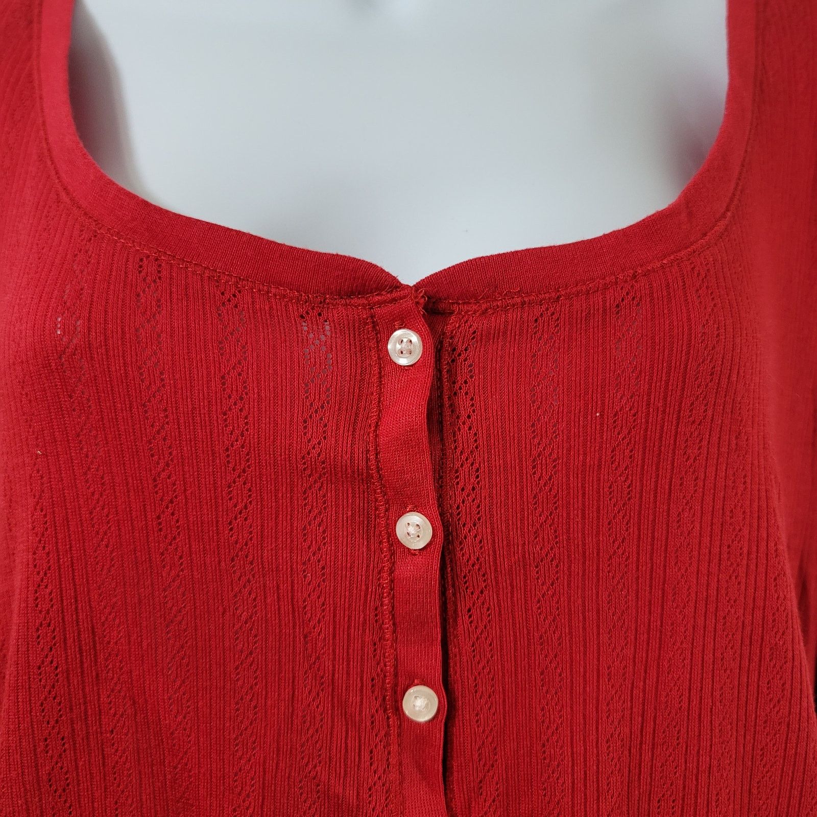 Other Cato Red Henley Round Neck Top 1X Plus Lightweight Soft Size XL / US 12-14 / IT 48-50 - 5 Thumbnail