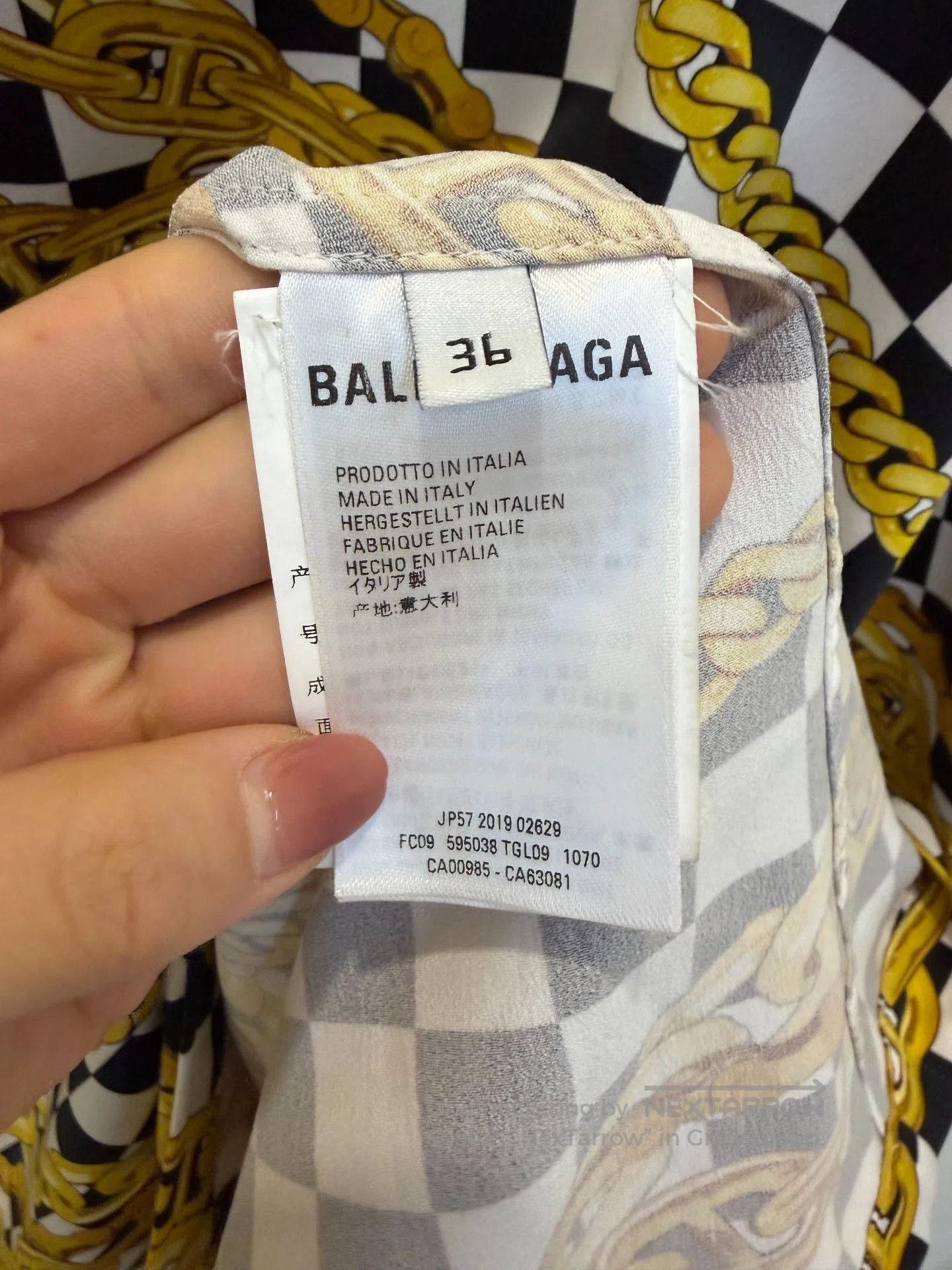 Balenciaga Balenciaga Black White Check Chain Print Shirt. Size XS / US 0-2 / IT 36-38 - 5 Thumbnail