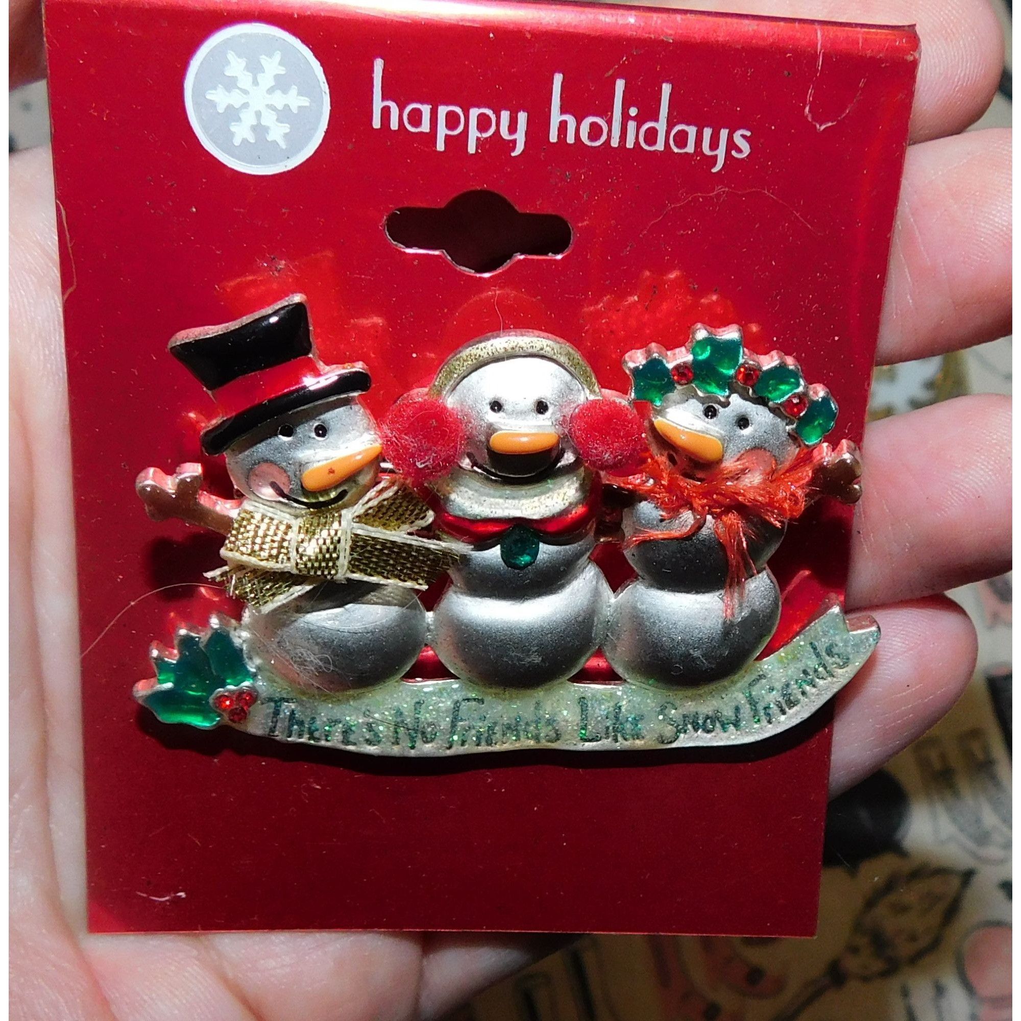 Other Vintage AJMC Snowman Friends Holiday Brooch Size ONE SIZE - 2 Thumbnail