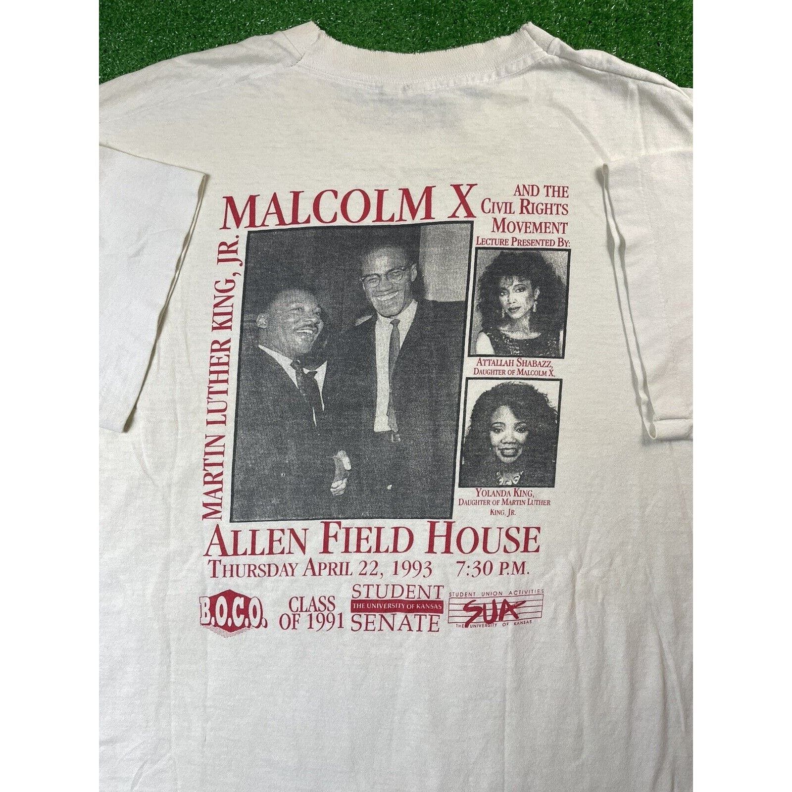 image of Vintage 90's Malcolm X Martin Luther King XL Rap Shirt Usa in White, Men's