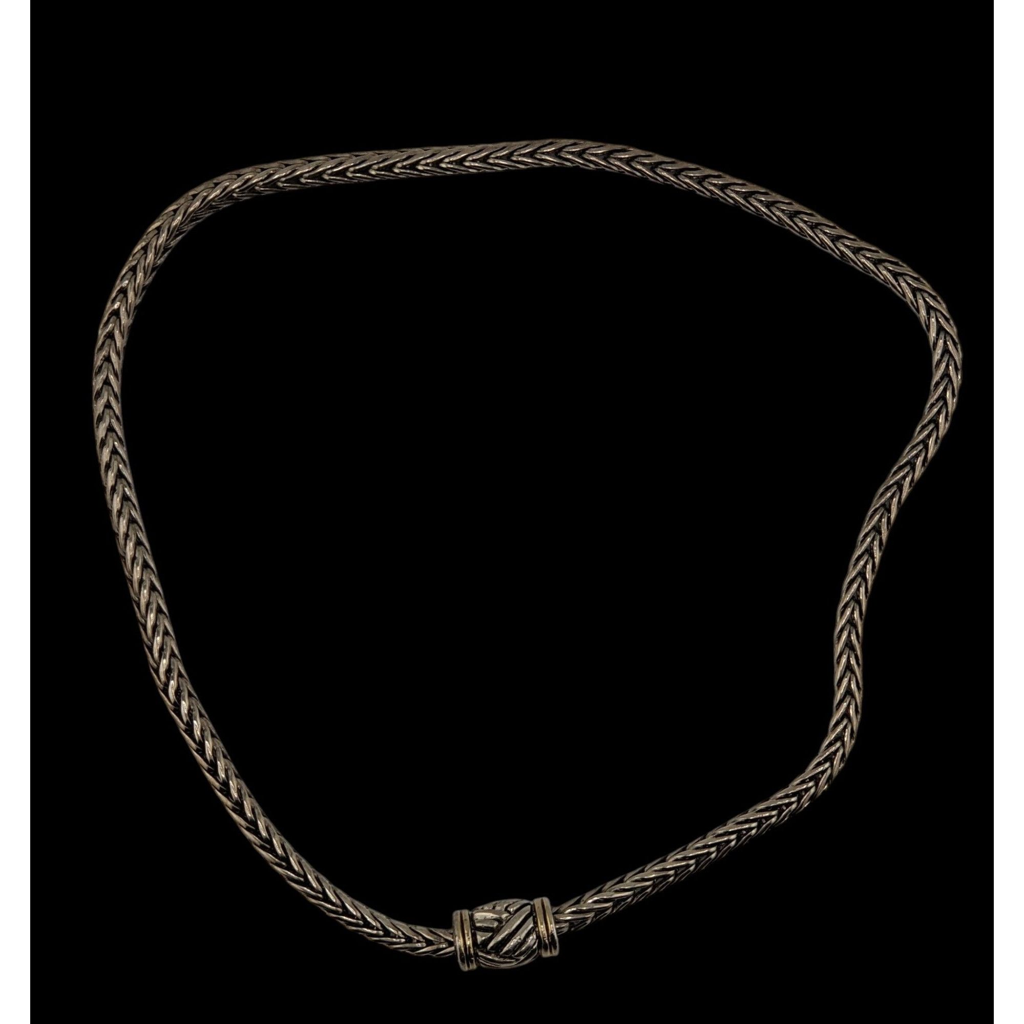 Other Vintage Silver Tone Woven Necklace With Magnetic Front Clasp Size ONE SIZE - 3 Thumbnail