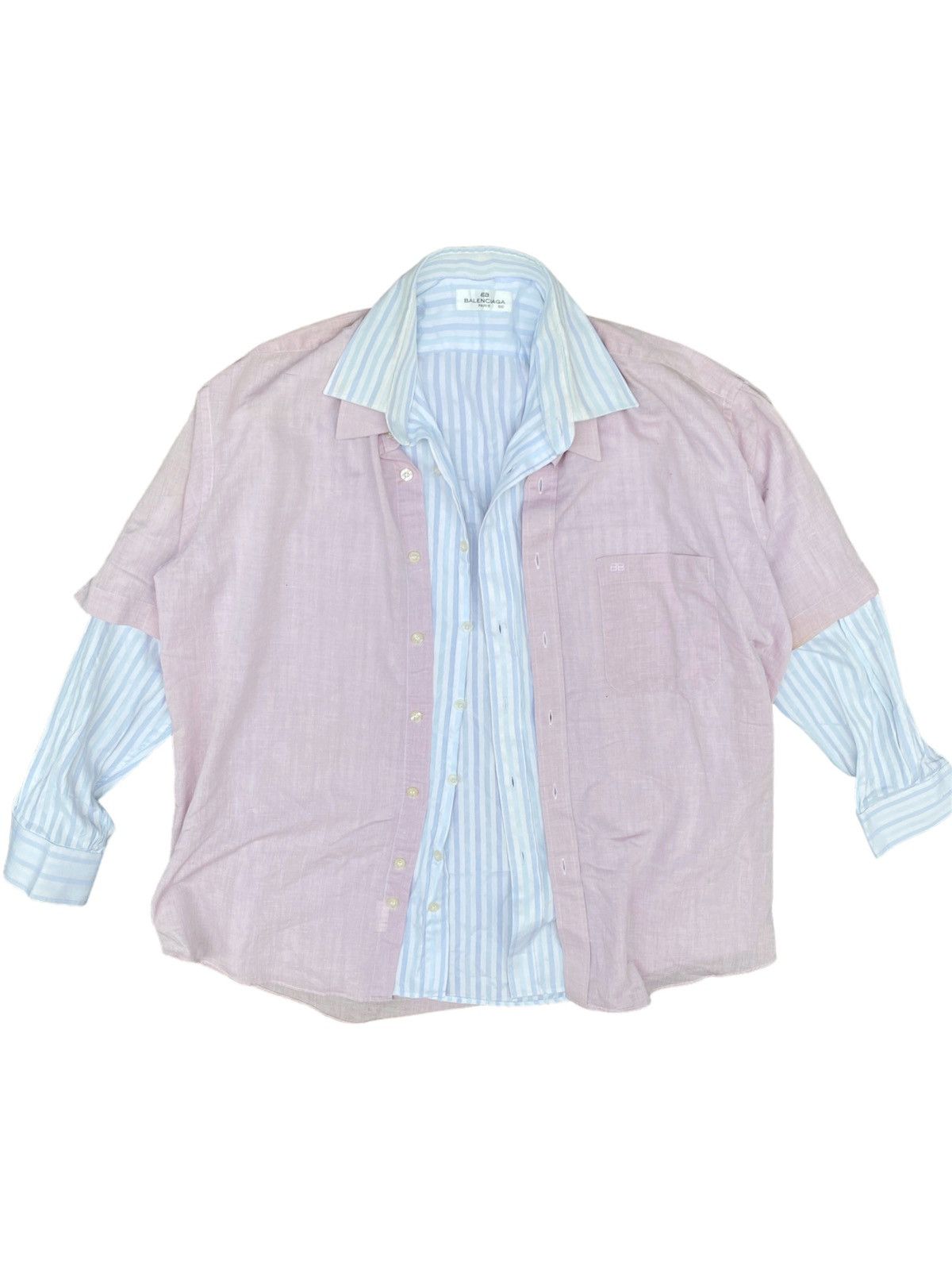 image of 1 Of 1 x Balenciaga Hybrid Double Layer Shirt in Pink, Men's (Size Medium)