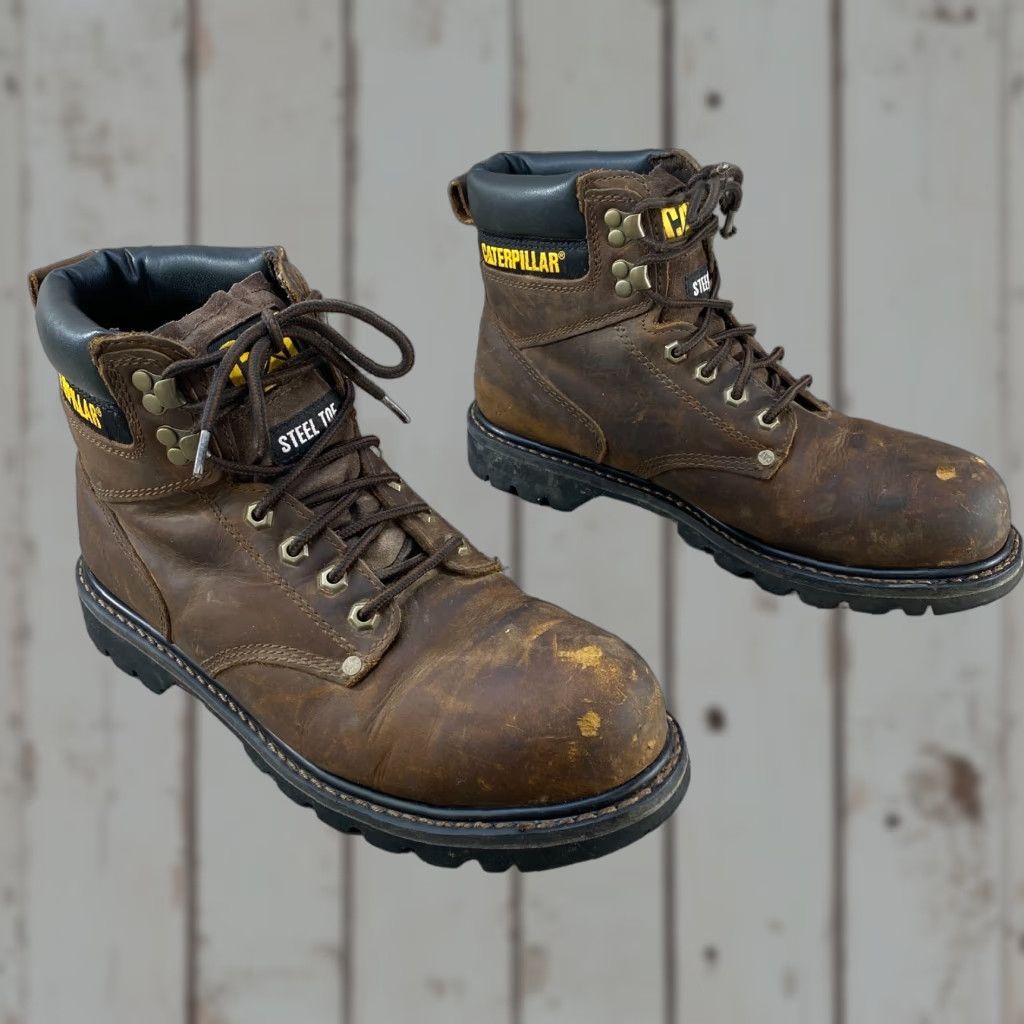Vintage Caterpillar CAT Second Shift Steel Toe Work Boots P89586 Brown Leather Mens 10 Size US 9 / EU 42 - 1 Thumbnail