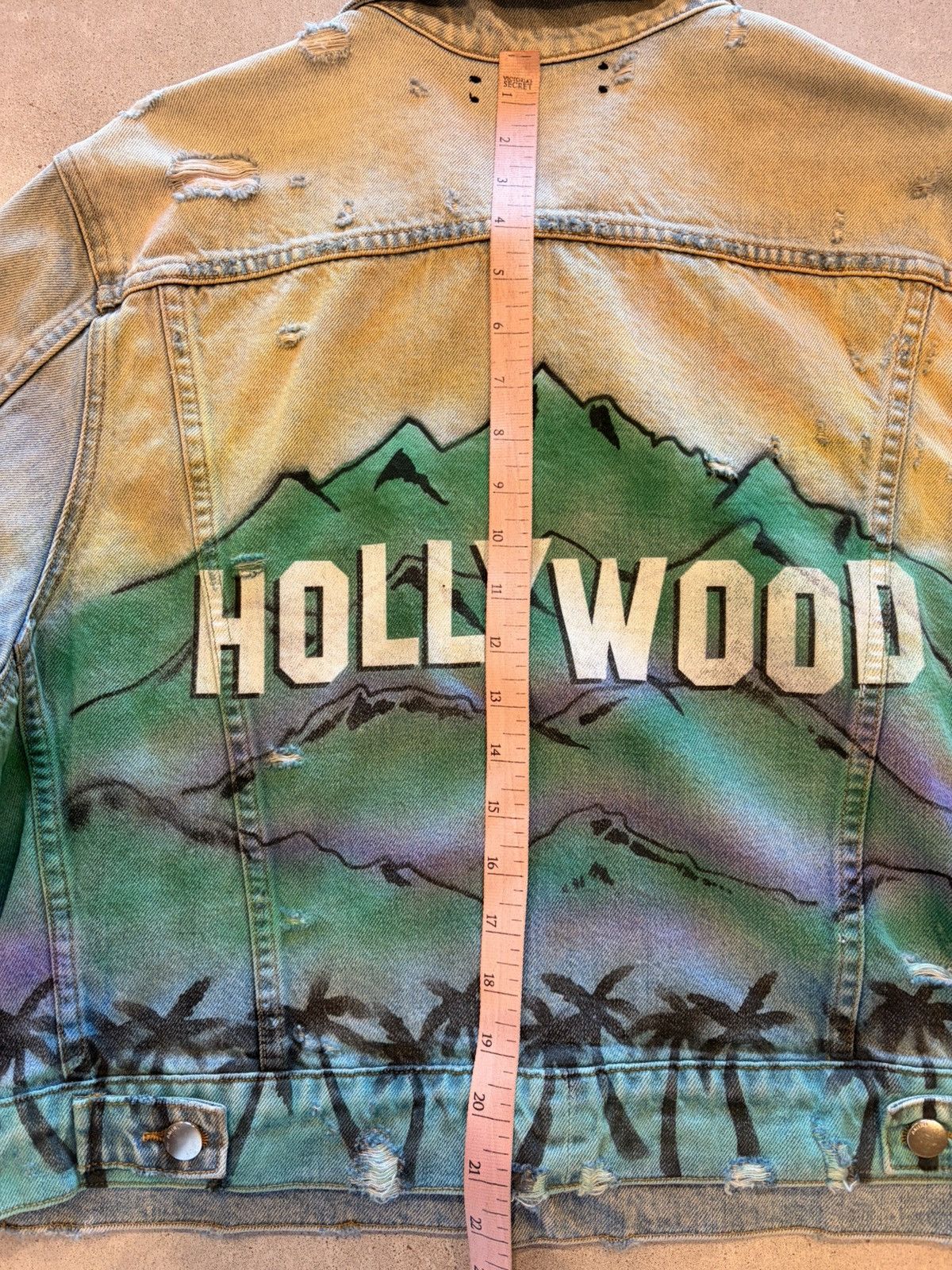 Amiri Amiri Los Angeles Indigo Denim Airbrush "Hollywood" Jacket Size L / US 10 / IT 46 - 11 Thumbnail