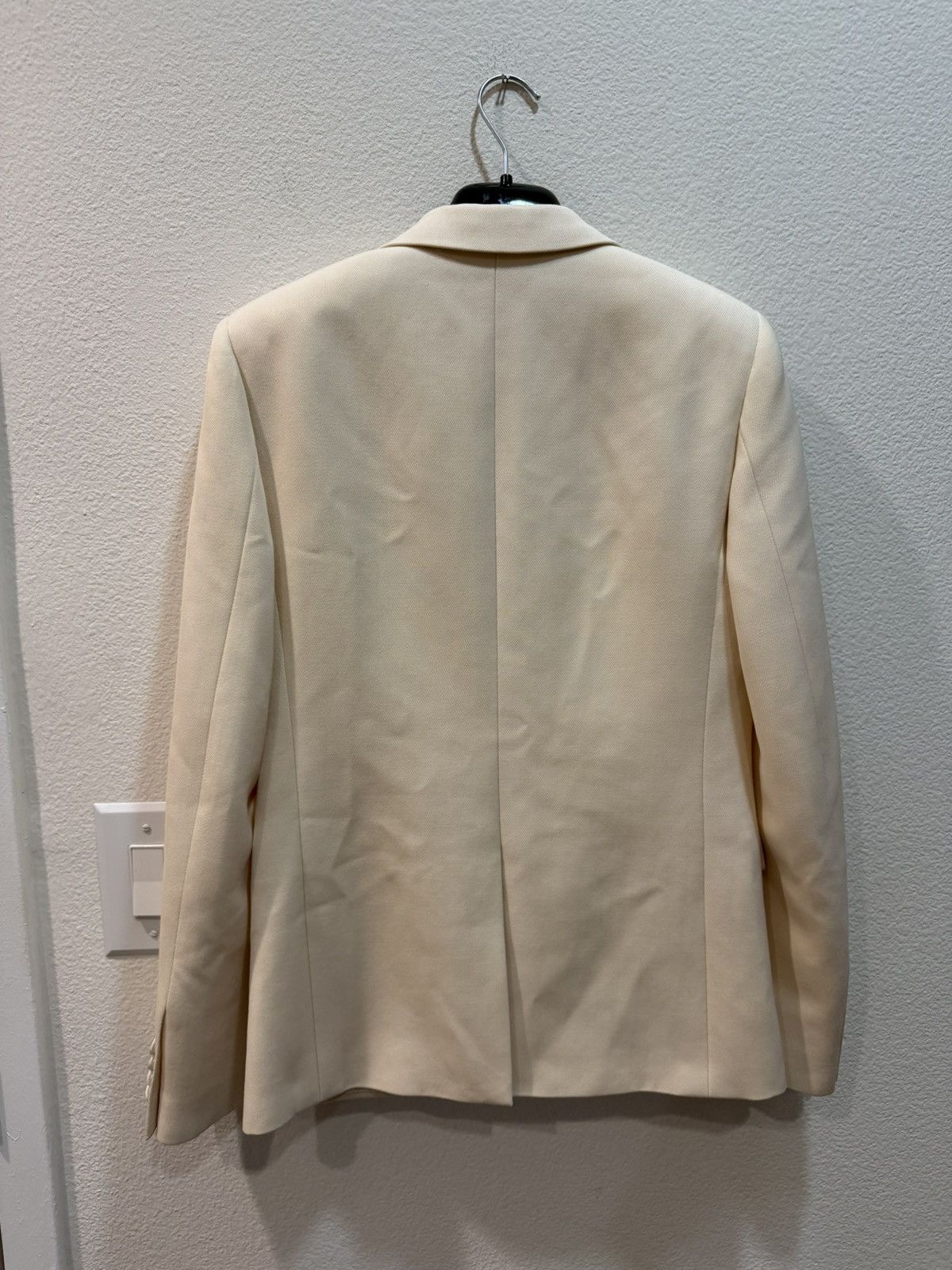 Saint Laurent Paris FW15 Cream Satin Peak Lapel Le Smoking Blazer 46 Size 46R - 4 Thumbnail