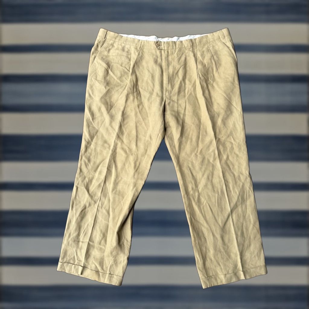 Ermenegildo Zegna VINTAGE Ermenegildo Zegna Pure Linen Dress Pants Mens 46x27 Beige Linen Dress Pants Mens 46 27 Straight Cuffed Zegna Pants Size US 30 / EU 46 - 1 Thumbnail