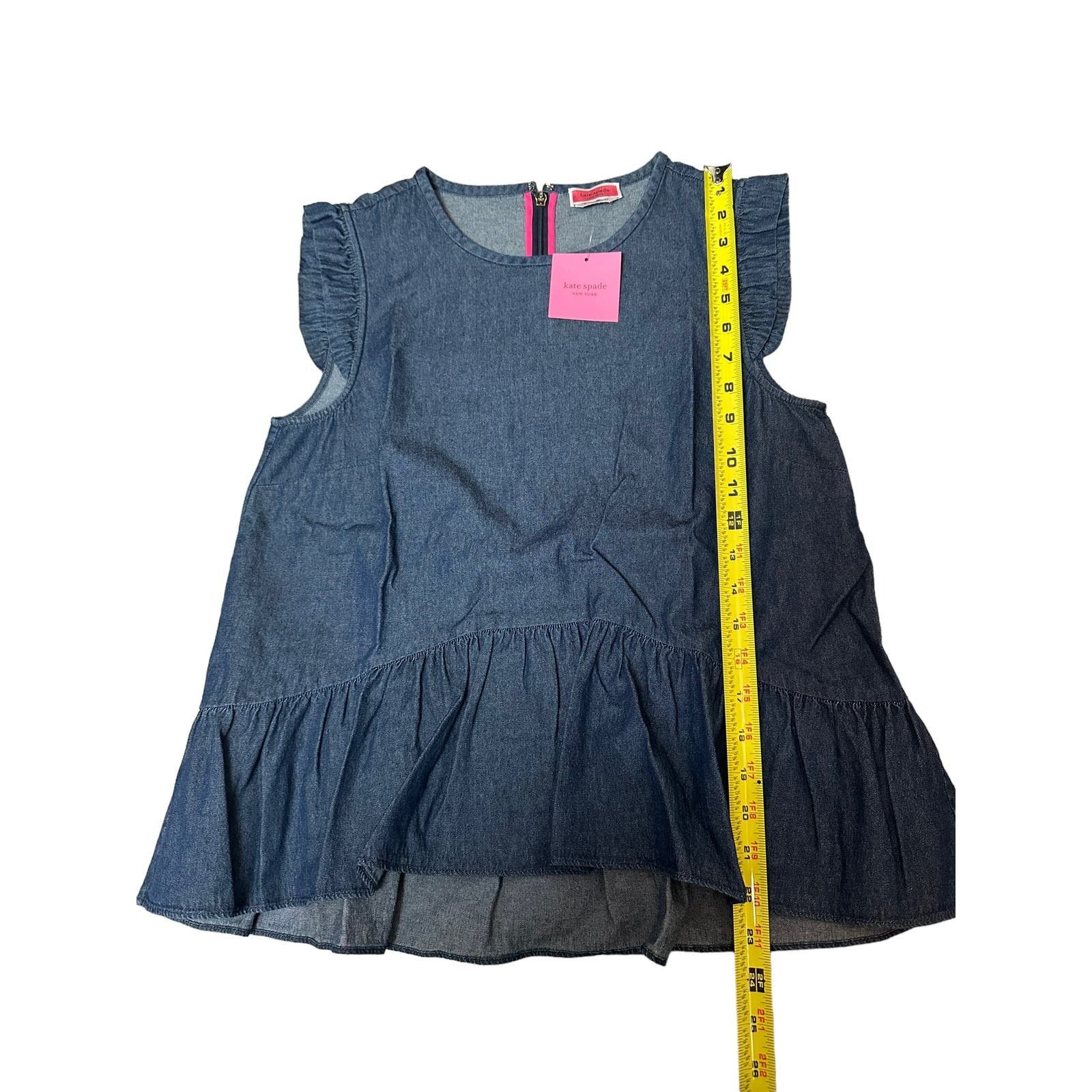 Kate Spade Kate Spade Chambray Flounce Top size 8 Casual Indigo Size M / US 6-8 / IT 42-44 - 6 Thumbnail