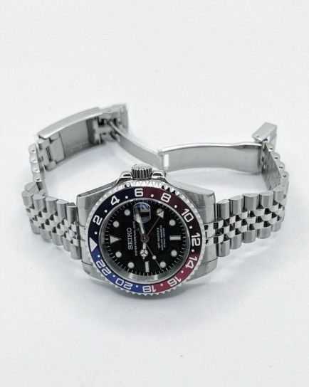 Japanese Brand Seiko Mod GMT-Master 2 Pepsi Jubilee Blue Red Steel Watch Size ONE SIZE - 3 Thumbnail