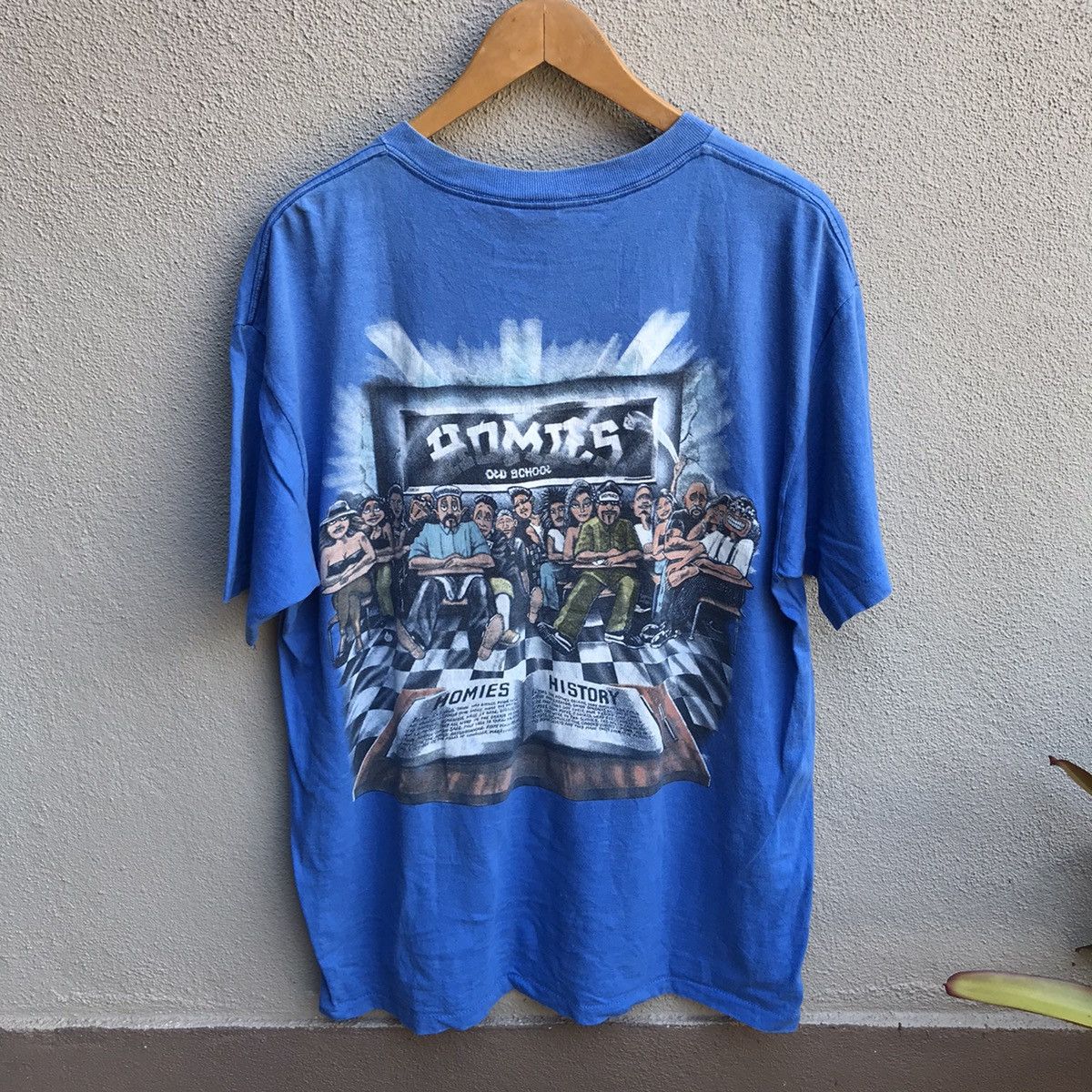 image of 90's Homies Hiphop Tee Gangsta in Blue, Men's (Size Large)