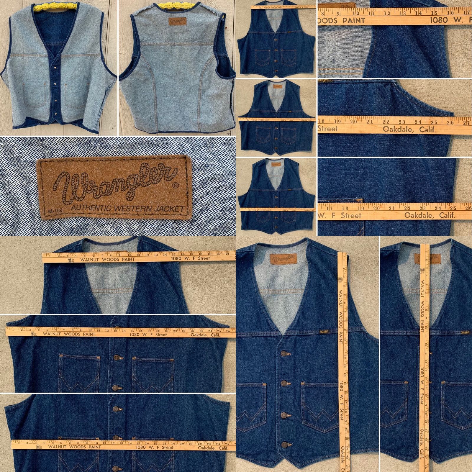 Wrangler VINTAGE Wrangler M-159 Western Jacket Vest 2XL Denim Blue Mens Western Wrangler Authentic Western Jacket 1990s Size US 39 - 8 Thumbnail