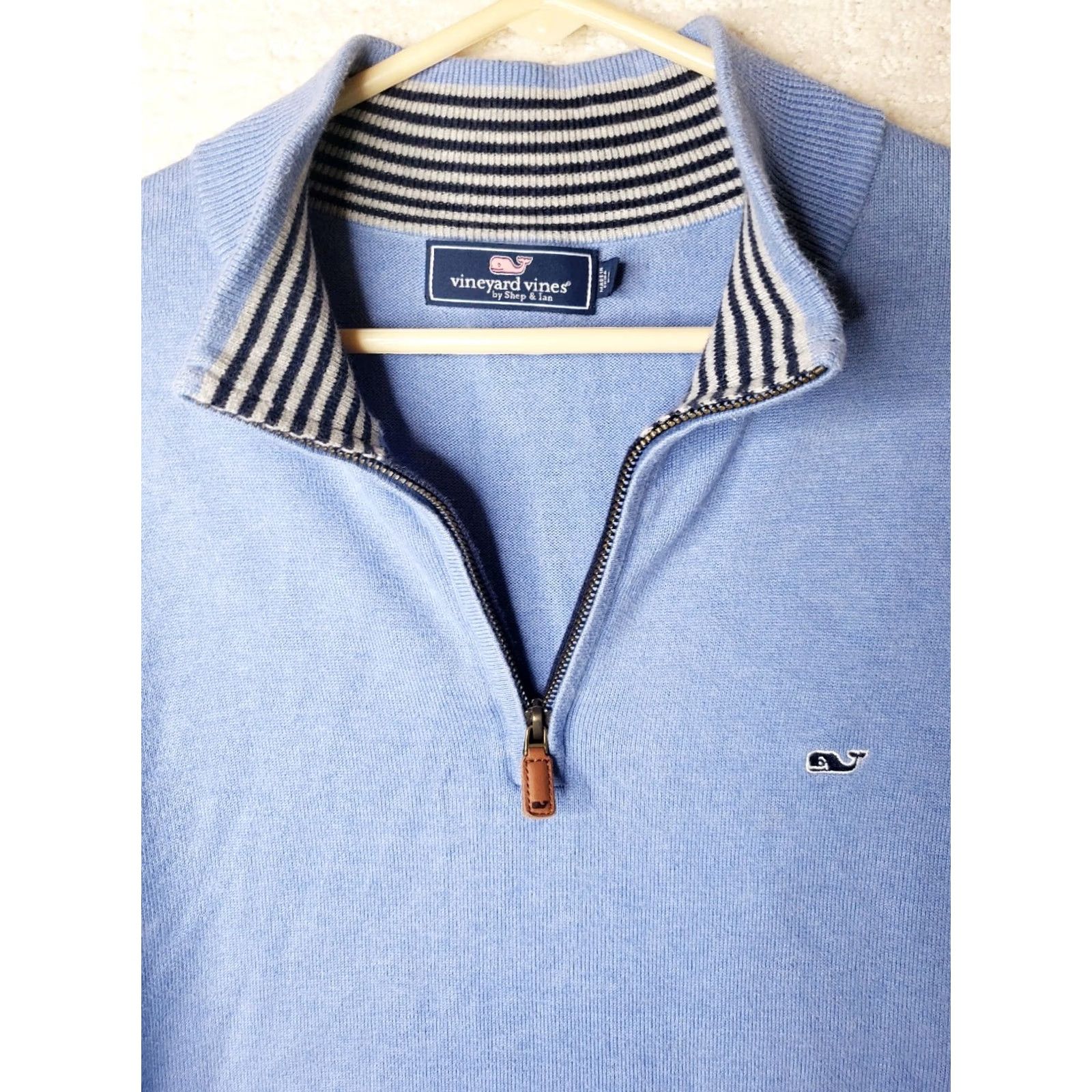 Vineyard Vines Vineyard Vines Men's Blue 1/4 Zip Cotton Pullover Sweater Long Sleeve L Cardigan/Top Size US L / EU 52-54 / 3 - 5 Thumbnail