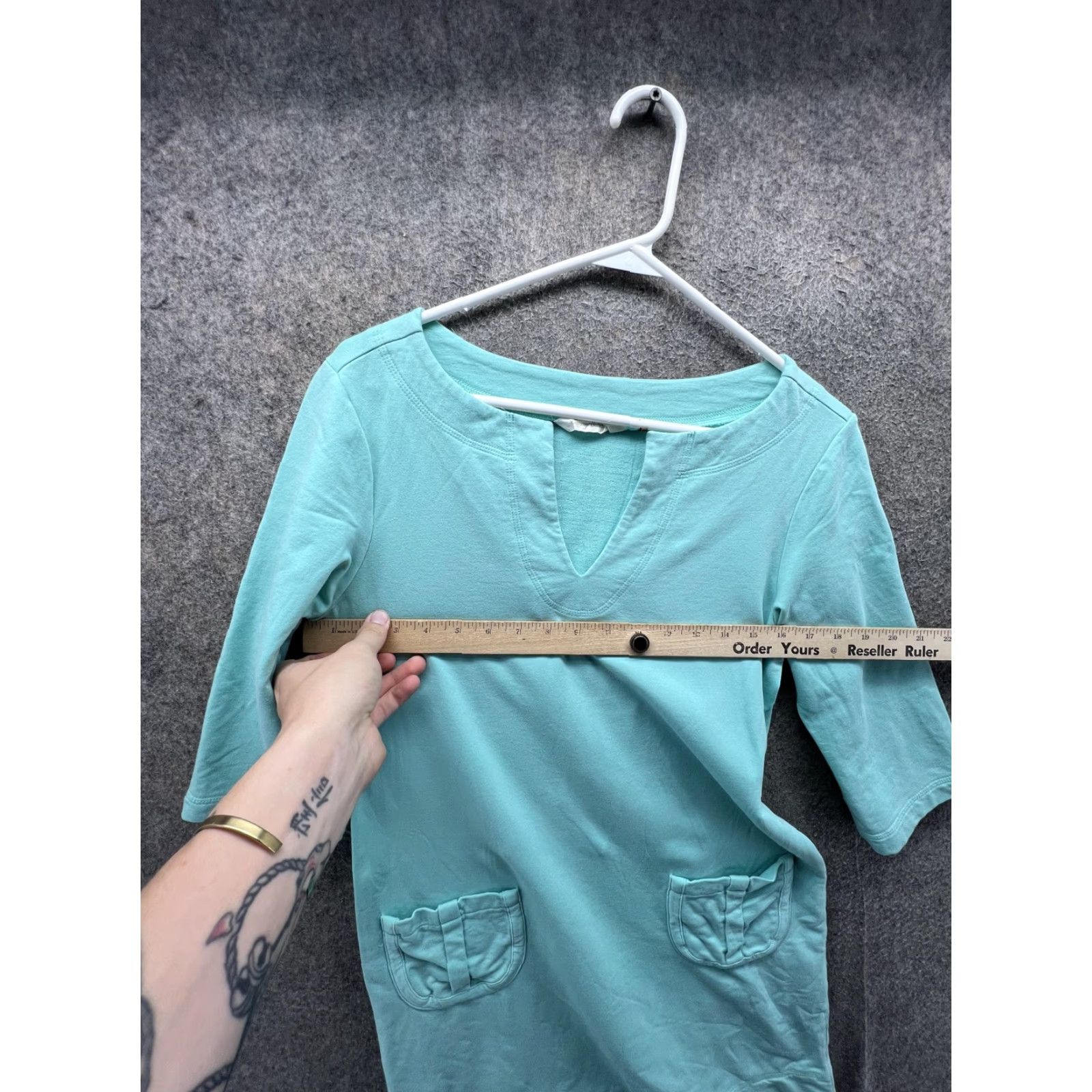 Tommy Bahama Tommy Bahama Shirt Womens M Blue V-Neck 3/4 Sleeve Tunic Jersey Top Pockets Size M / US 6-8 / IT 42-44 - 3 Thumbnail