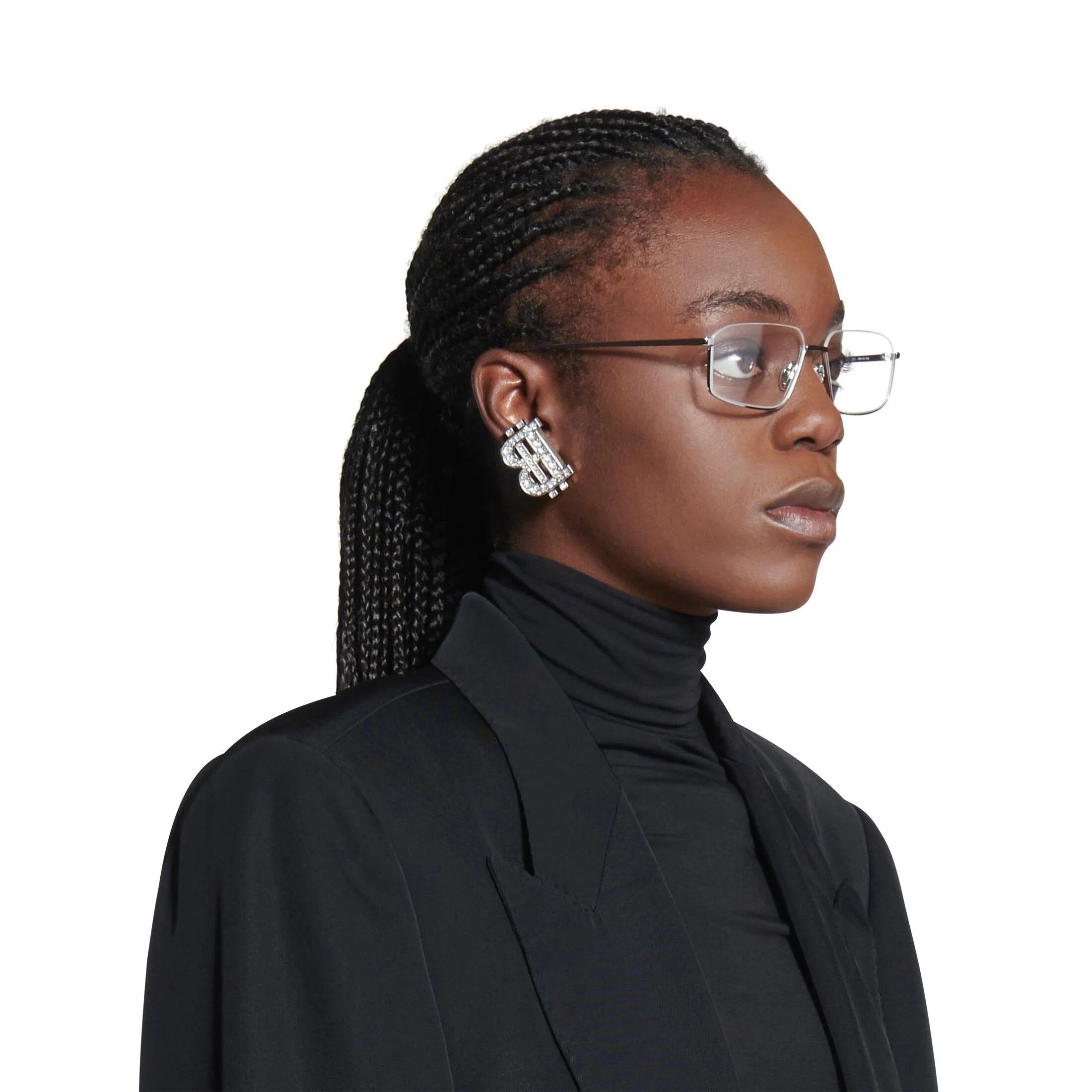 Balenciaga o1srvl11e1124 Size: OS / B-Coin Earrings in Silver Size ONE SIZE - 4 Thumbnail