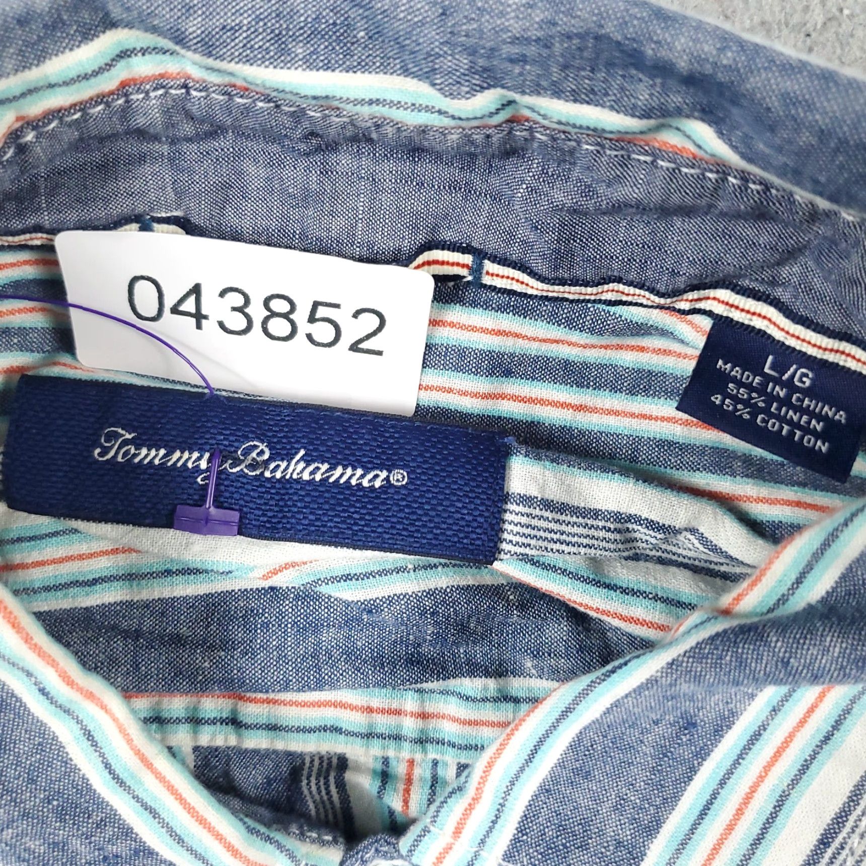 Tommy Bahama Tommy Bahama Shirt Mens Large Blue Striped Cotton Linen Button Up Long Sleeve Shirt Size US L / EU 52-54 / 3 - 6 Thumbnail