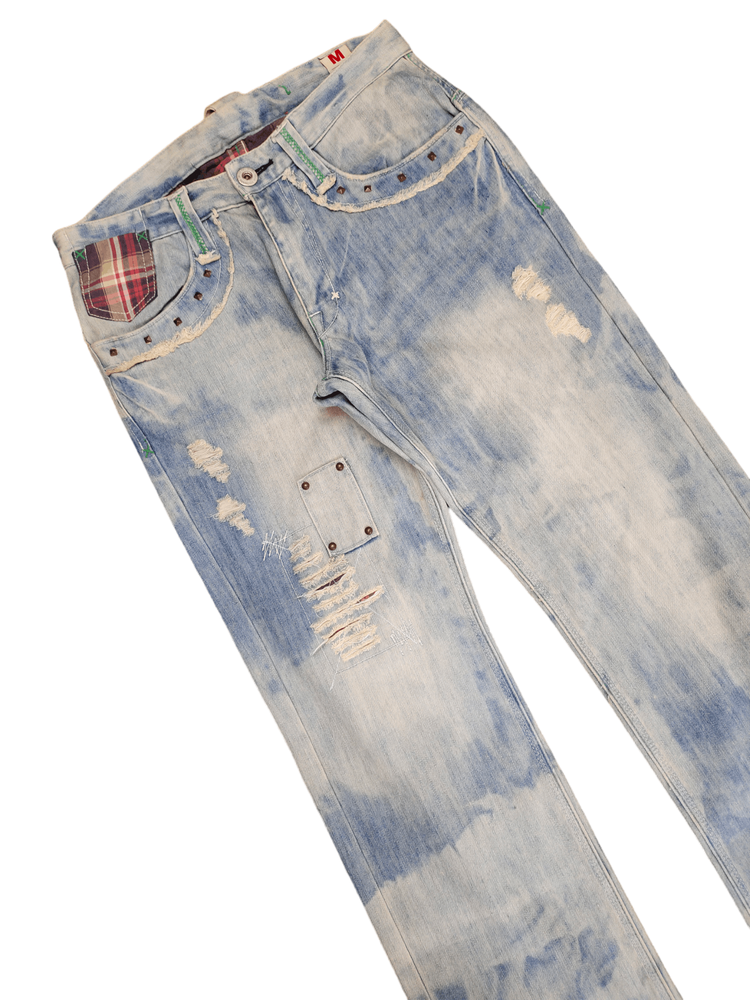 Kapital Loose Jeans Kissmark Distress Faded Patchwork Jeans Y2k Size US 32 / EU 48 - 6 Thumbnail