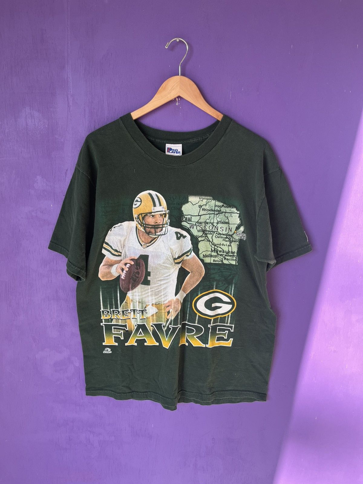 NFL × Pro Player × Vintage Vintage 90s Green Bay packers Brett Farve t-shirt Size US L / EU 52-54 / 3 - 1 Thumbnail