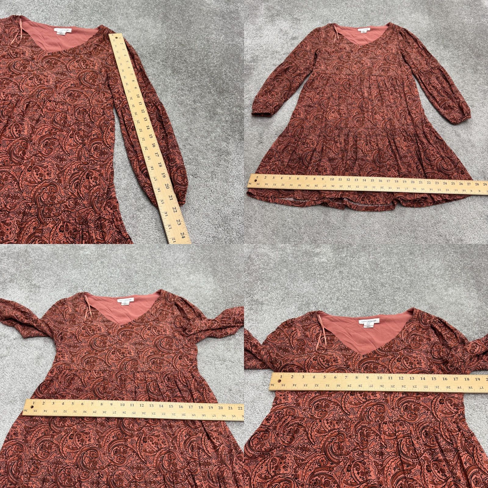 Lucky Brand VINTAGE Lucky Brand Paisley Boho Short Sleeve Mini Dress Womens XS Red Rayon Casual Summer Size XS / US 0-2 / IT 36-38 - 8 Thumbnail
