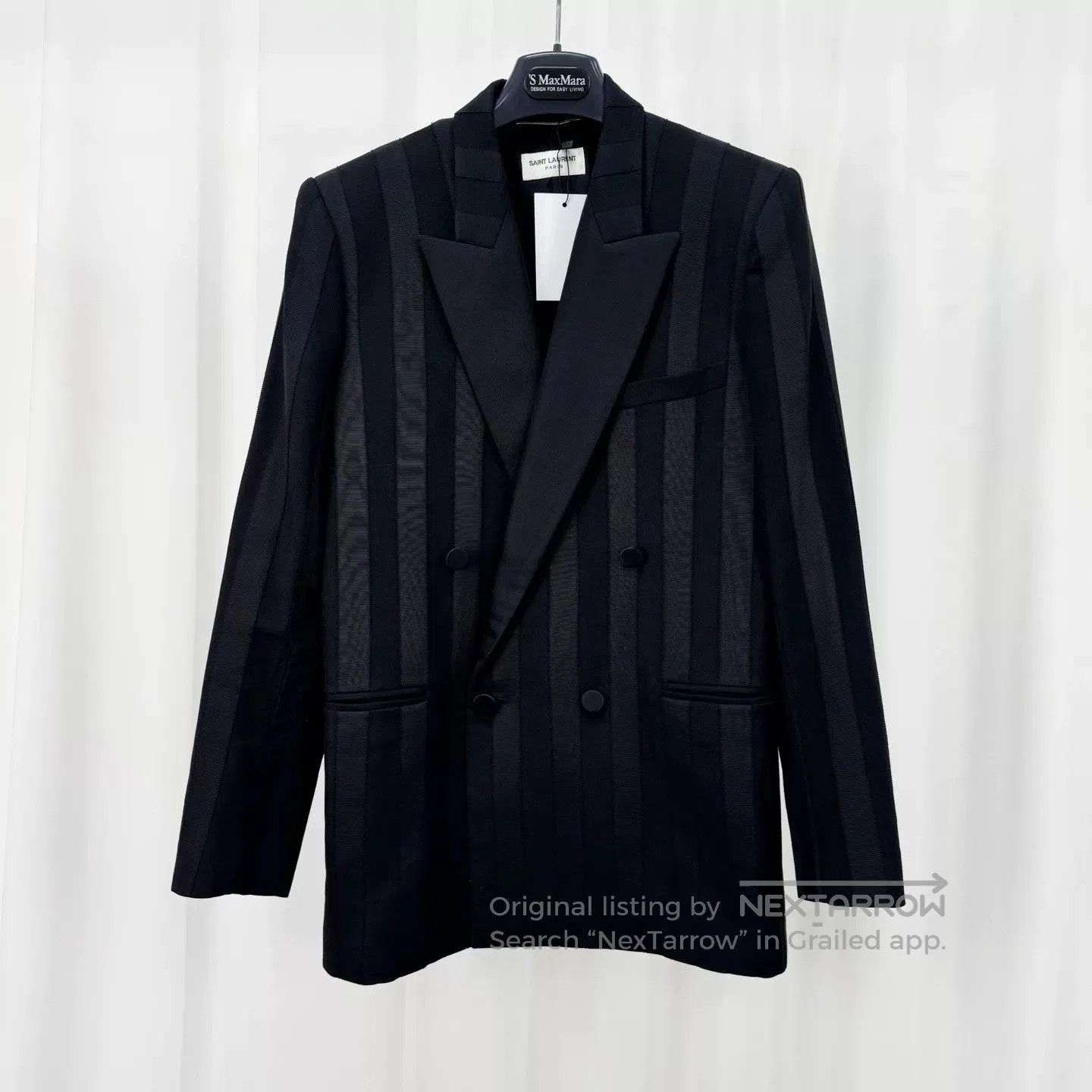 Saint Laurent Paris black striped smoking jacket by Saint Laurent. Size US M / EU 48-50 / 2 - 1 Thumbnail