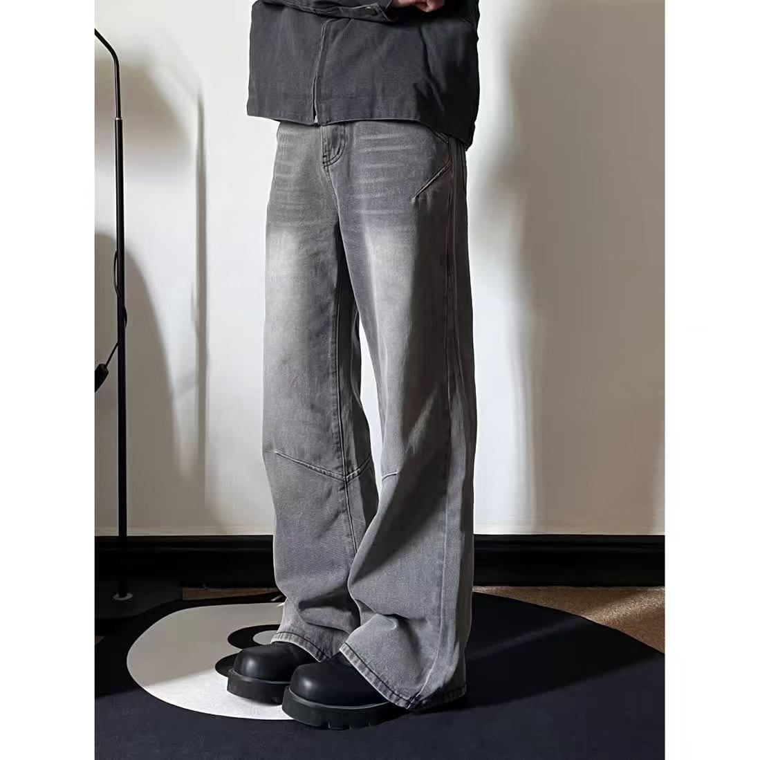 Japanese Brand × Jean Grey washed distressed vintage straight jeans Size US 32 / EU 48 - 6 Thumbnail
