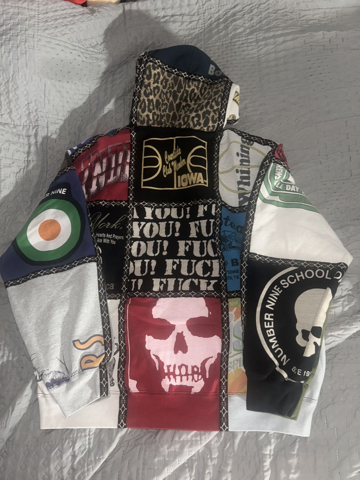 Supreme Supreme Number (N)ine zip up hoodie patchwork | Grailed