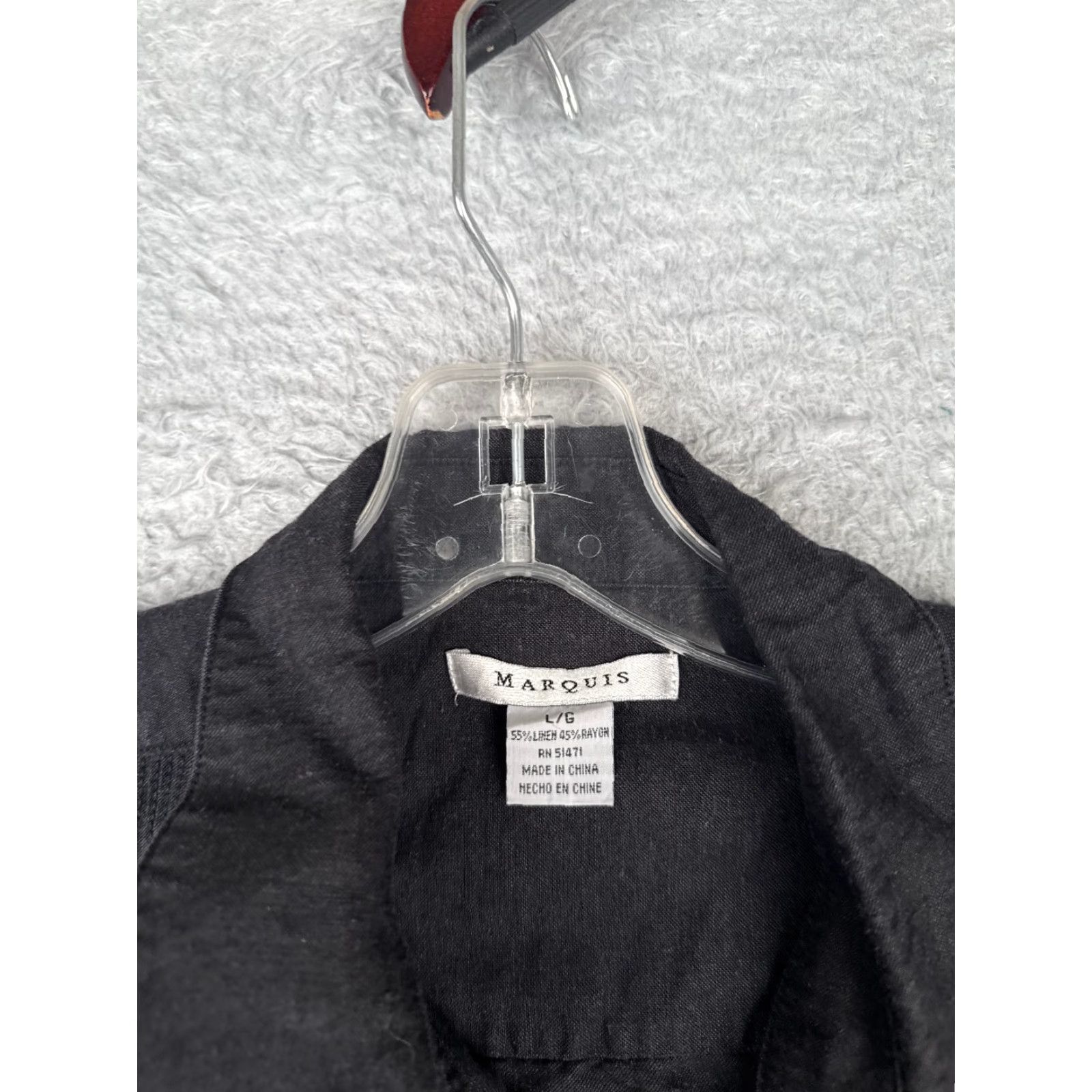 Vintage Marquis Shirt Men Large Black Linen Blend 4 Pocket Short Sleeve Button-Up Aloha Beach Hawaiian Vacation Resort Casual, Travel Mens Size US L / EU 52-54 / 3 - 6 Thumbnail