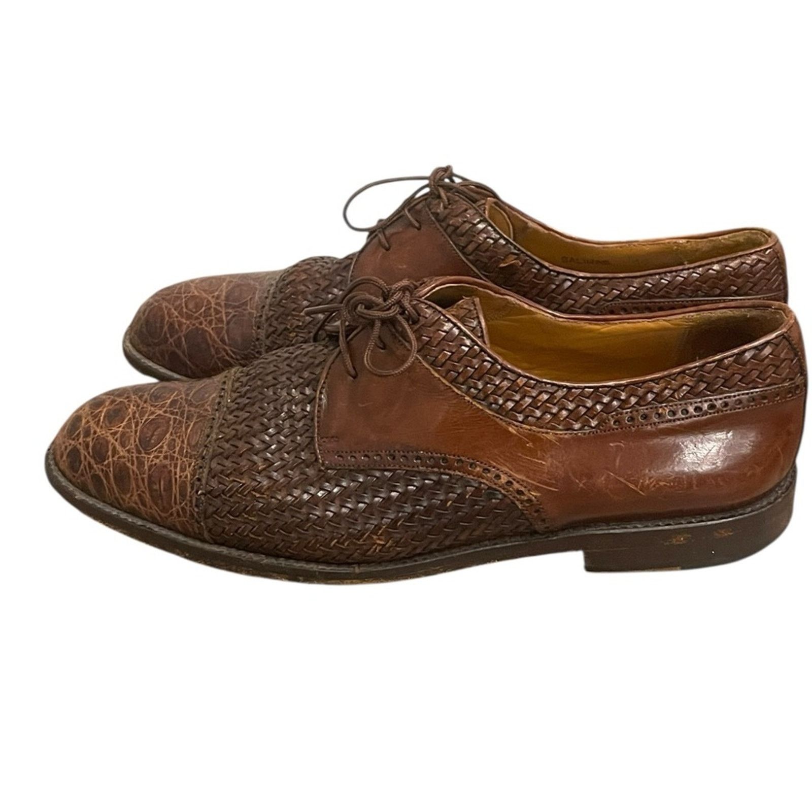 Mezlan Mezlan Salinas Genuine Crocodile Brown Woven Leather Shoes Size US 10 / EU 43 - 3 Thumbnail