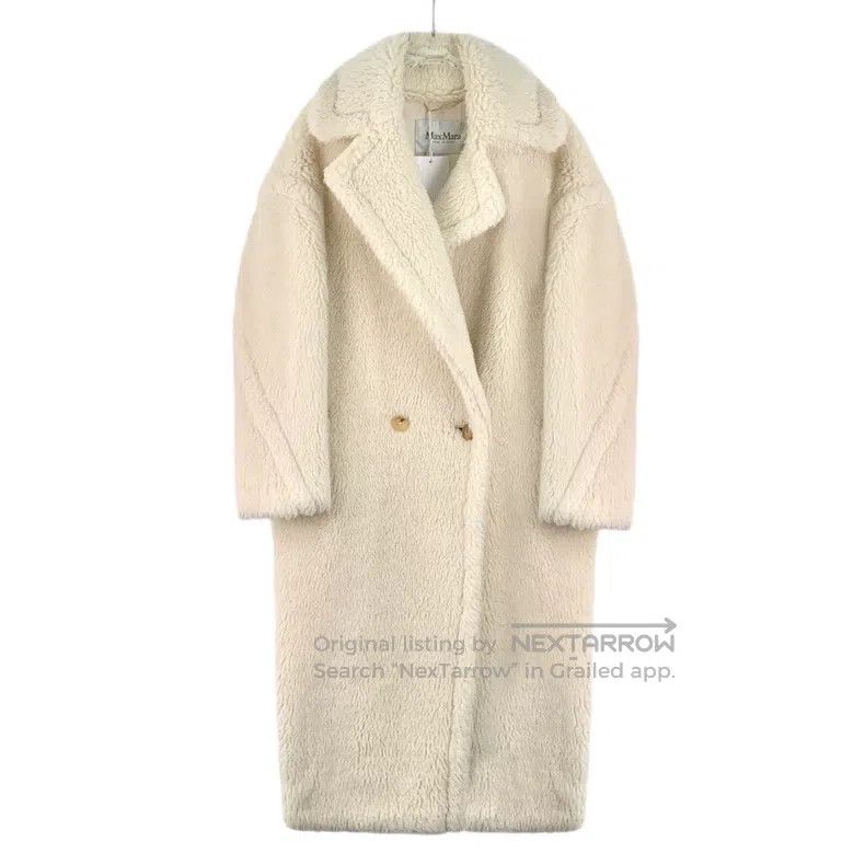 Max Mara Max Mara Off-white Teddy Alpaca Wool Collar Double Breaste Size S / US 4 / IT 40 - 1 Thumbnail