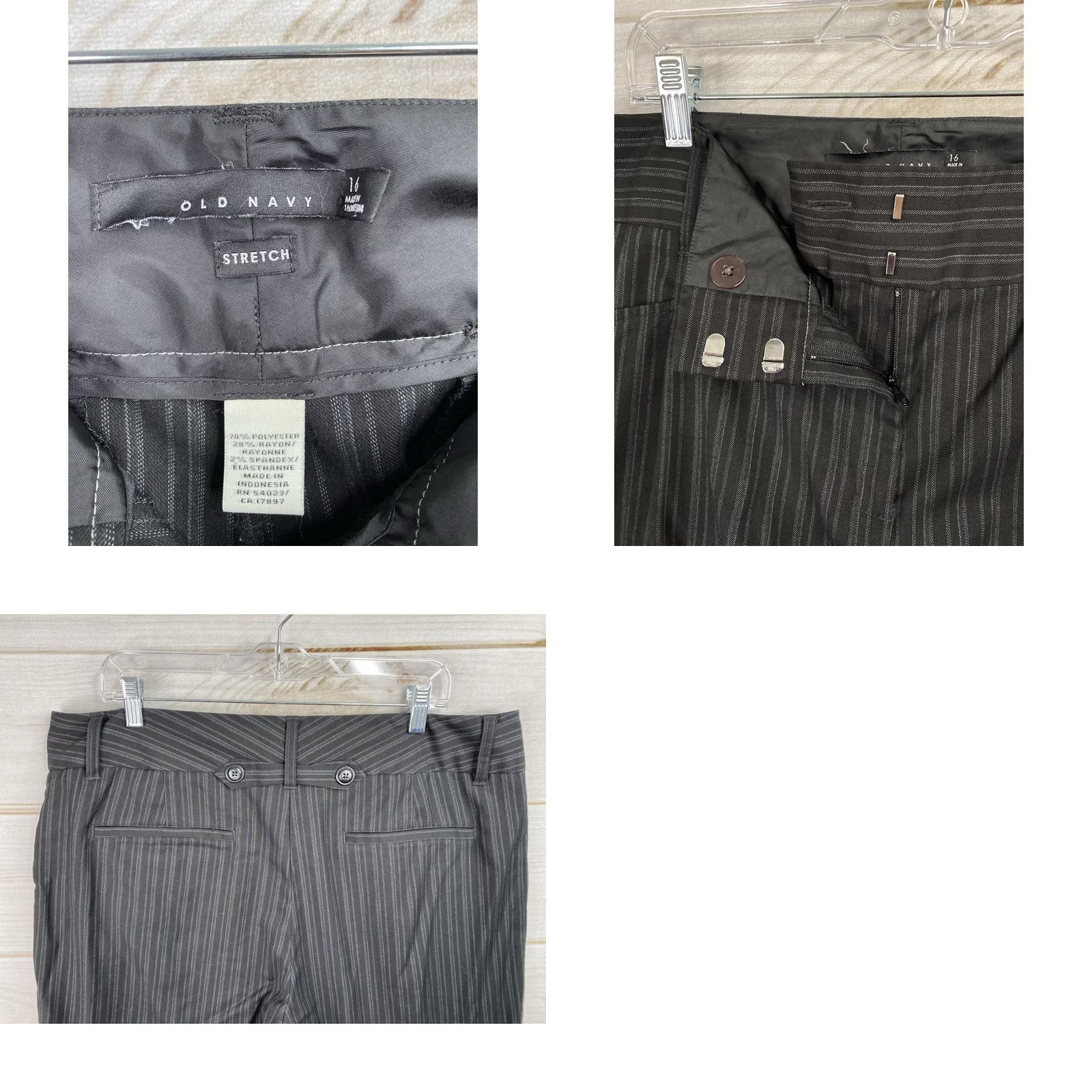 Old Navy Old Navy Dress Pants Womens Size 16 Black Stripe Wide-Leg Stretch Career Dress Pants Size 38" / US 16 / IT 52 - 8 Thumbnail