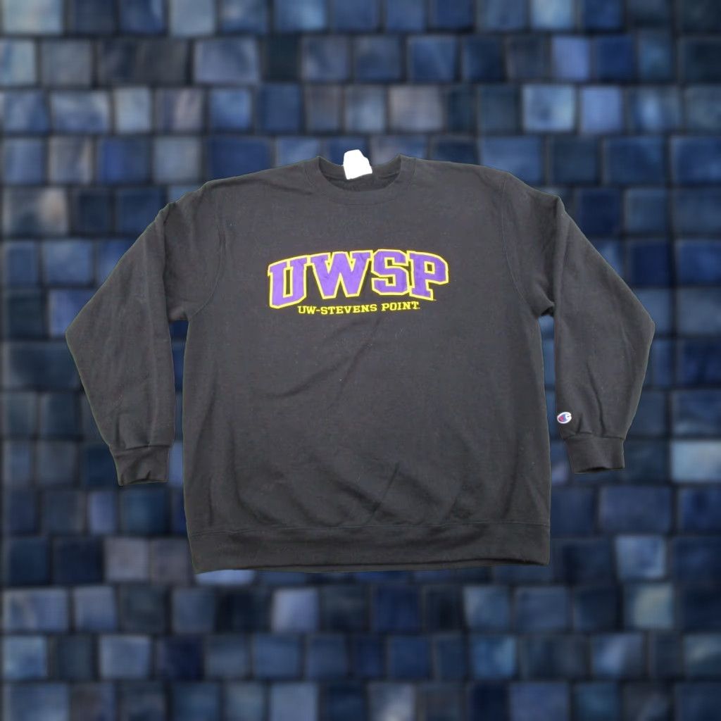 Champion VINTAGE University of Stevens Point UWSP Champion Eco Pullover Sweatshirt Mens XL Size Black Cotton Size US XL / EU 56 / 4 - 1 Thumbnail