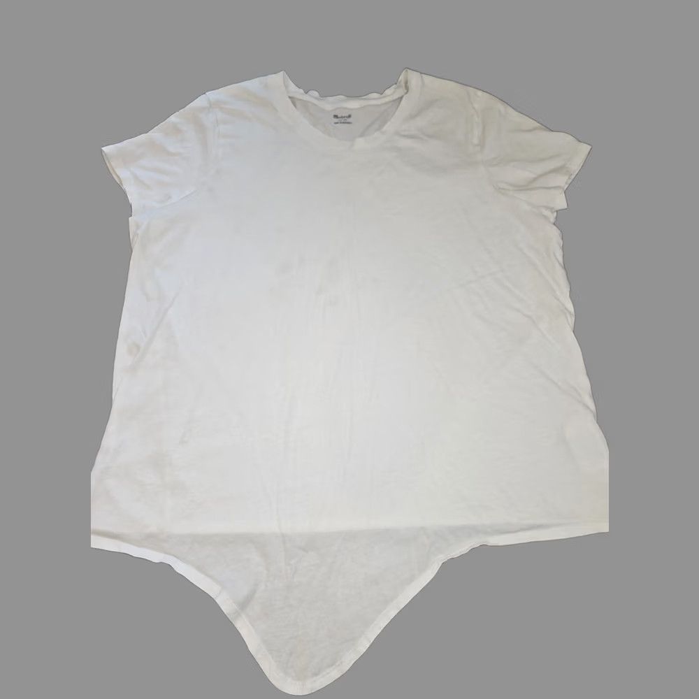 Madewell Madewell Asymmetrical Tee White Crew Neck Cotton Size XXL Women Short Sleeve T-Shirt Casual Basic Regular 2XL Size XXL / US 16-18 / IT 52-54 - 1 Thumbnail