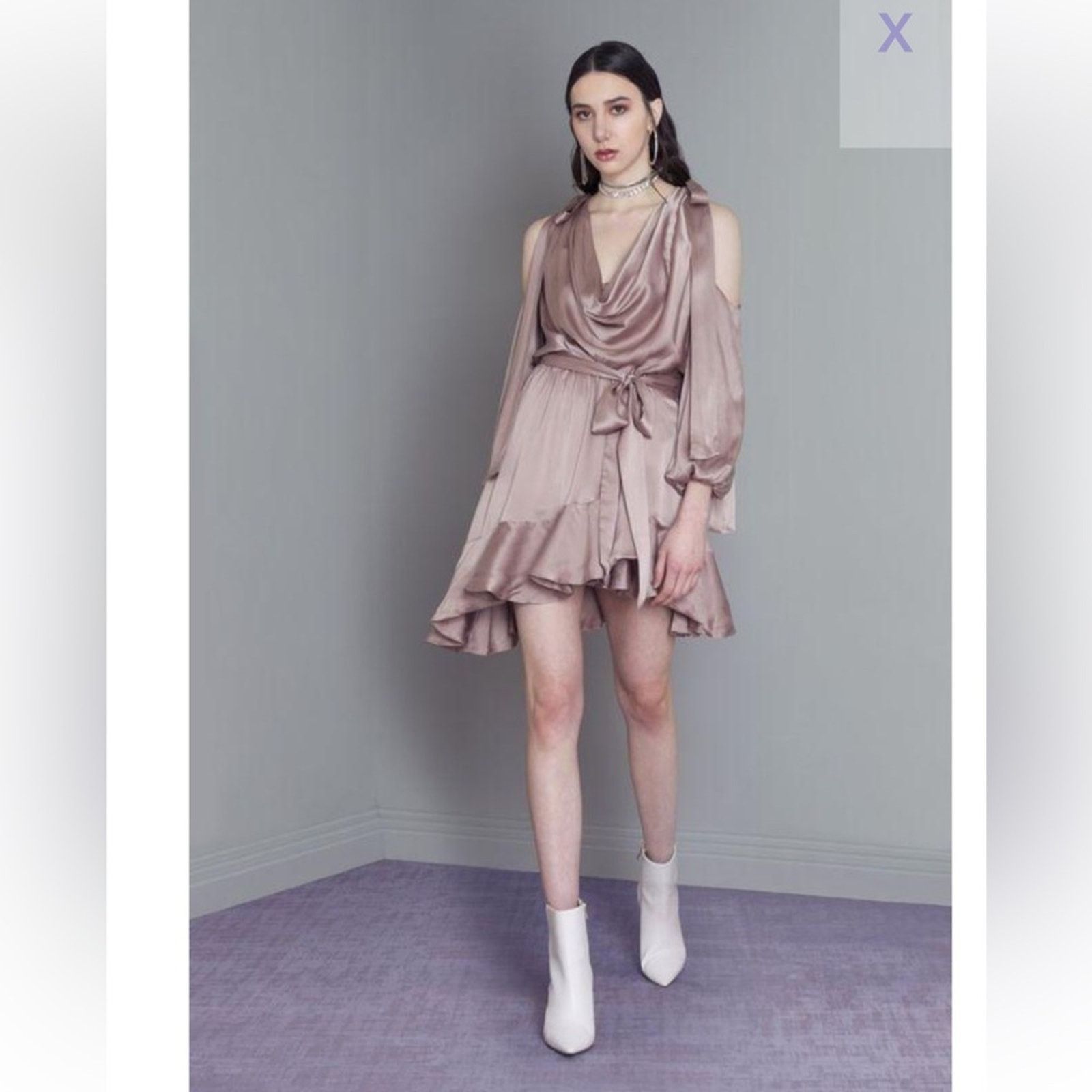 Zimmermann Zimmerman Silk Sueded Billow Cold Shoulder Tie Mini Dress 6 Size M / US 6-8 / IT 42-44 - 1 Thumbnail