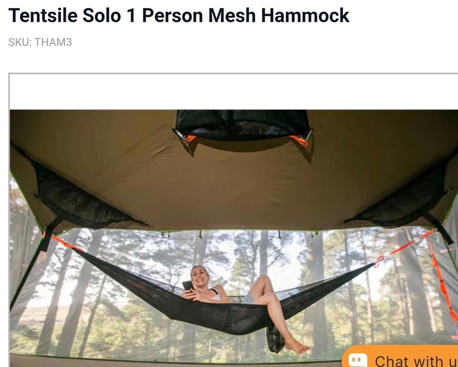 Other Tentsile Solo 1-Person Hammock, Lightweight Camping Hammock Size ONE SIZE - 1 Thumbnail
