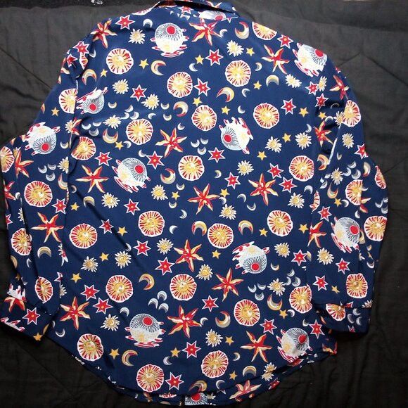 Vintage Vintage Sun Moon Stars Outer Space Polyester Disco Shirt Size US XL / EU 56 / 4 - 4 Thumbnail
