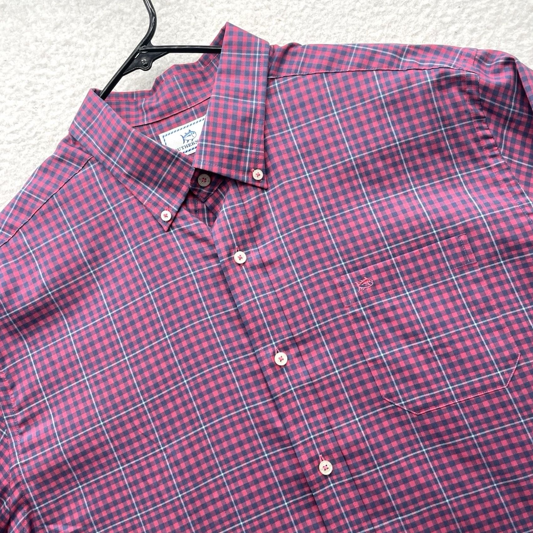 Southern Tide Southern Tide Shirt Mens XL Classic Fit Red Blue Gingham Check Plaid Preppy Fish Size US XL / EU 56 / 4 - 2 Thumbnail